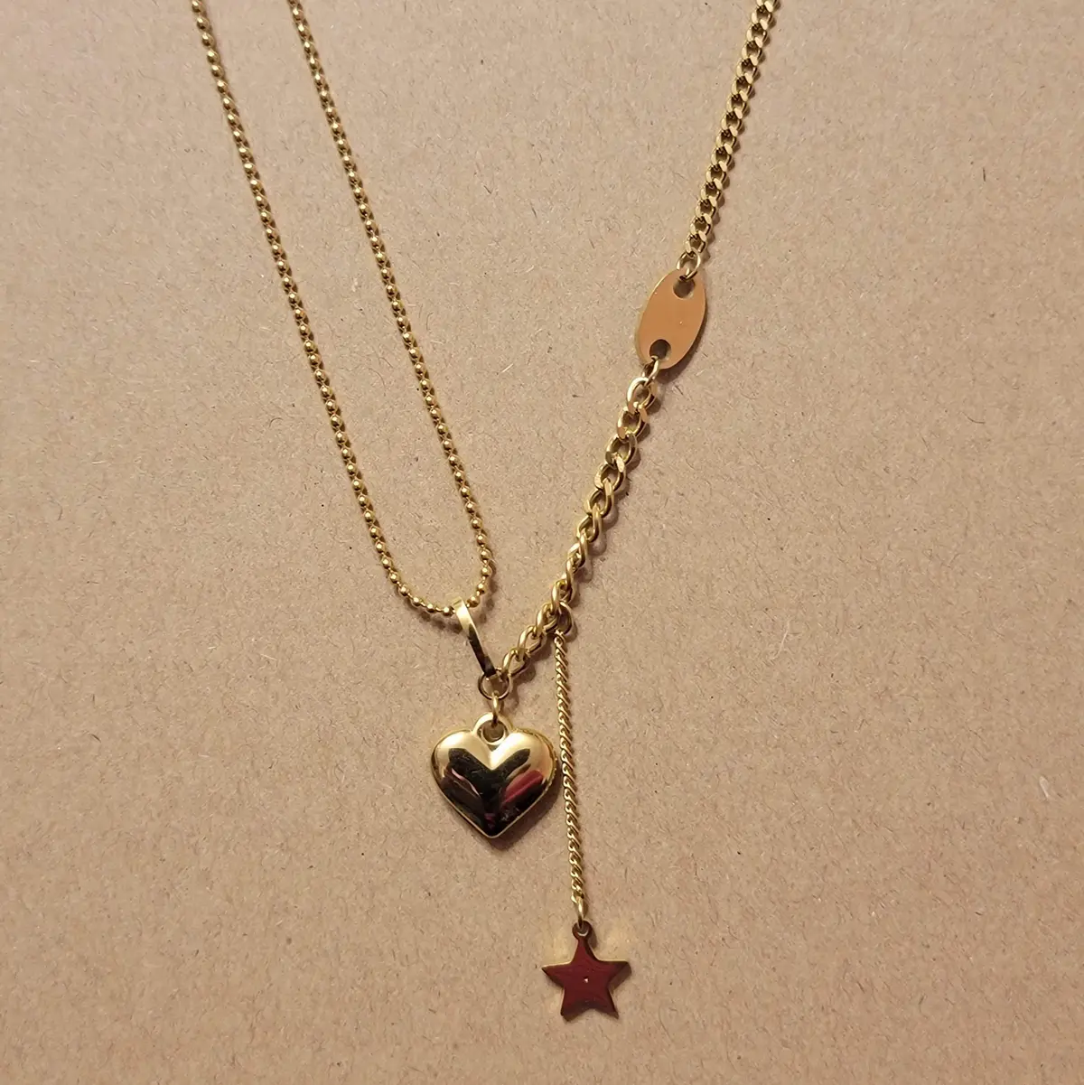 layered gold heart necklace