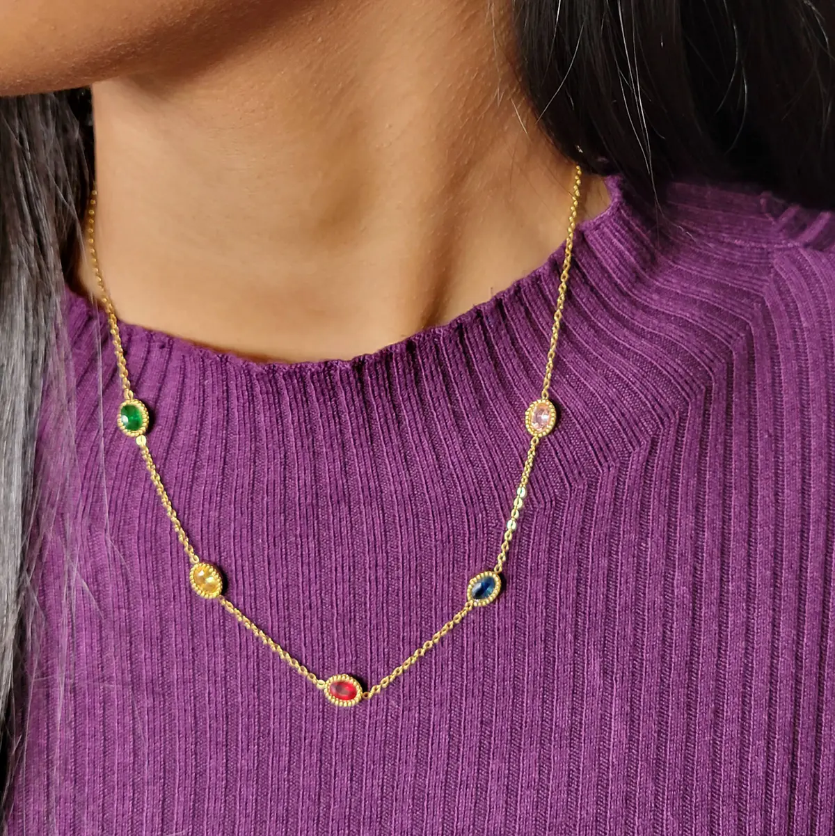 multi stone necklace