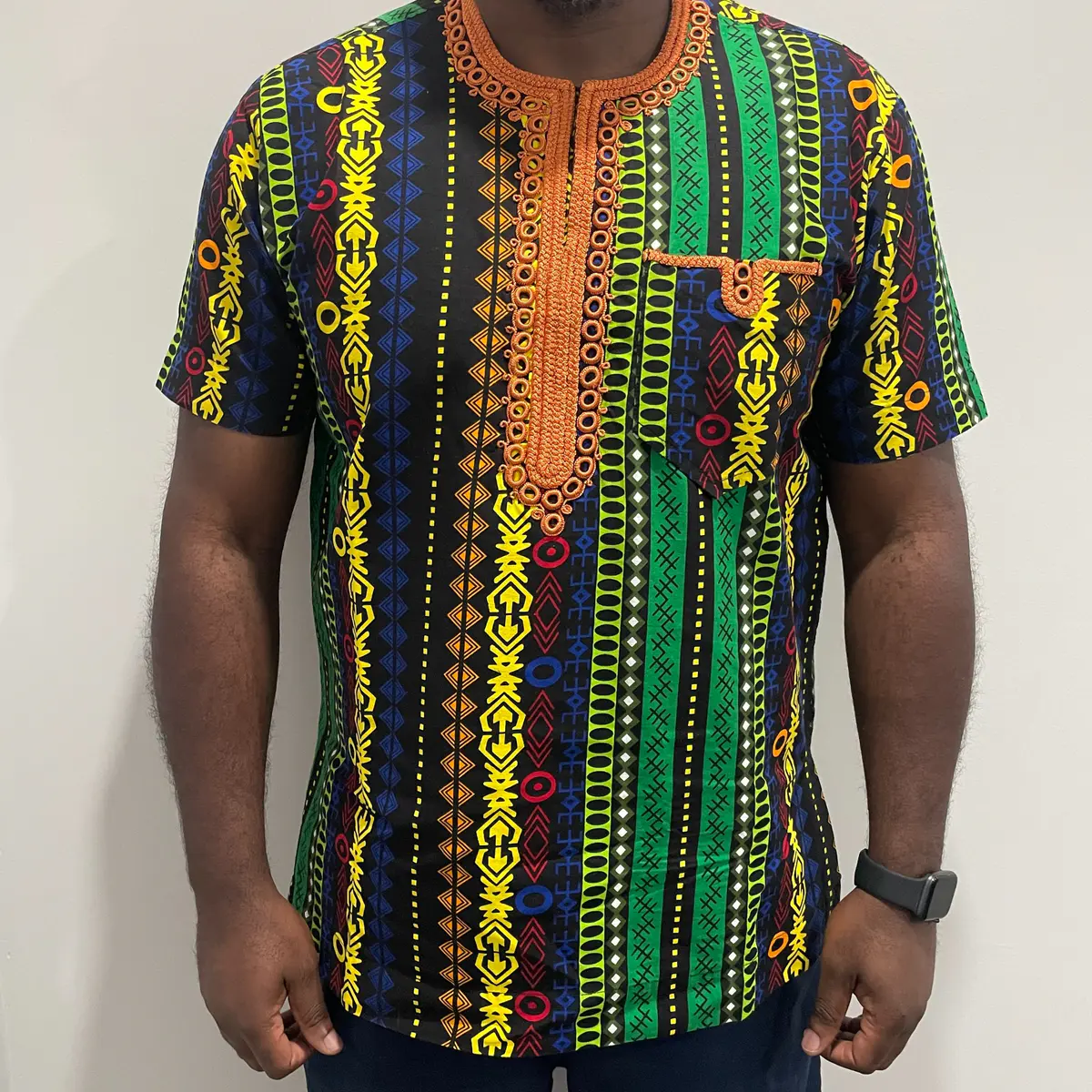 Image of an Ankara colourful traditional shirt 