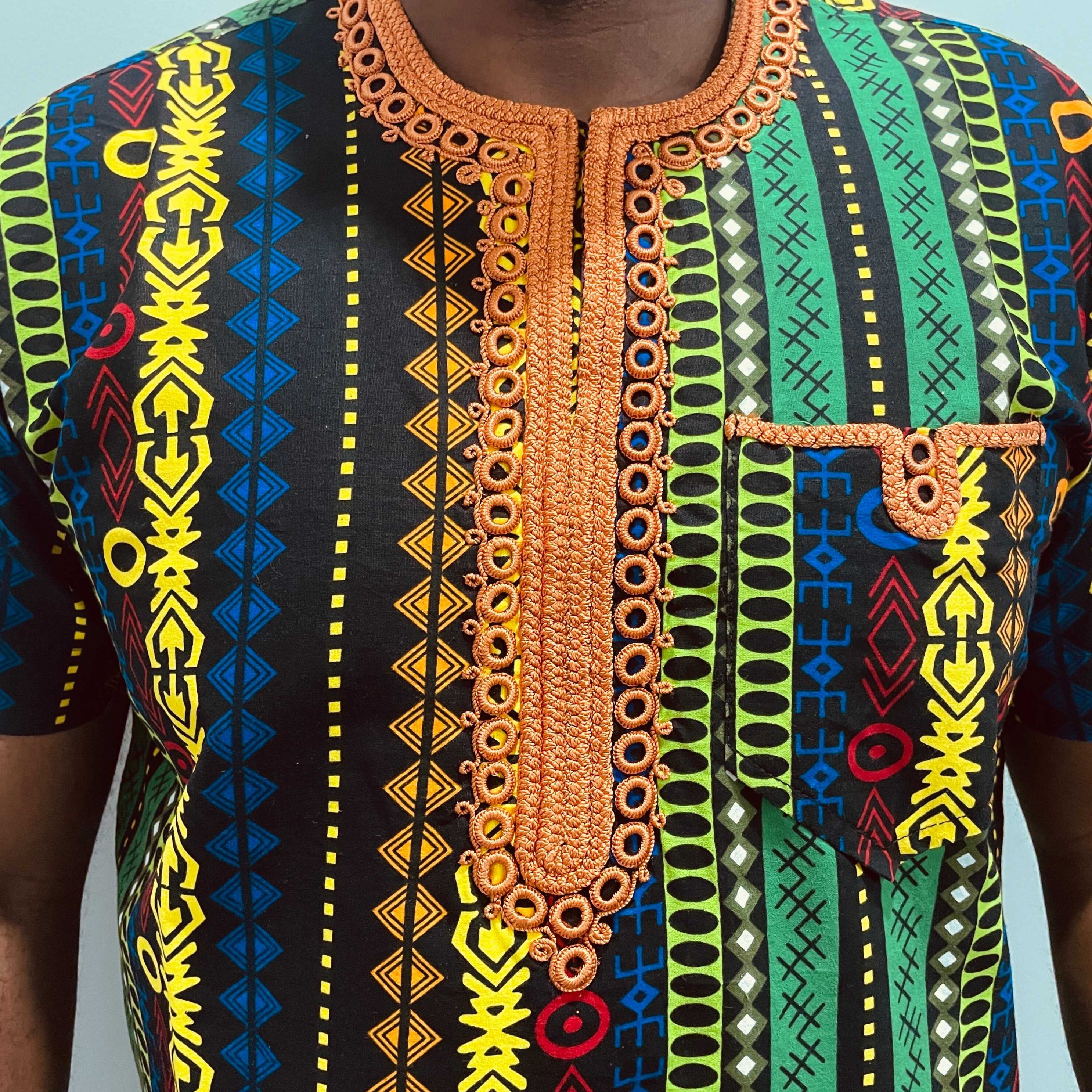 Image of the embroidery design on the Ankara shirt