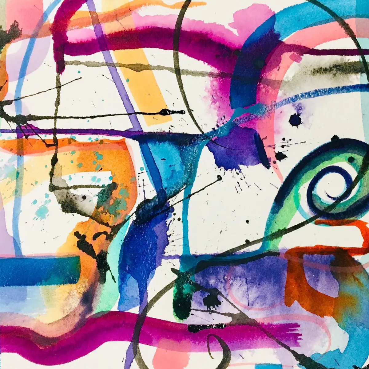 Colorful Abstract Expressionist Watercolor