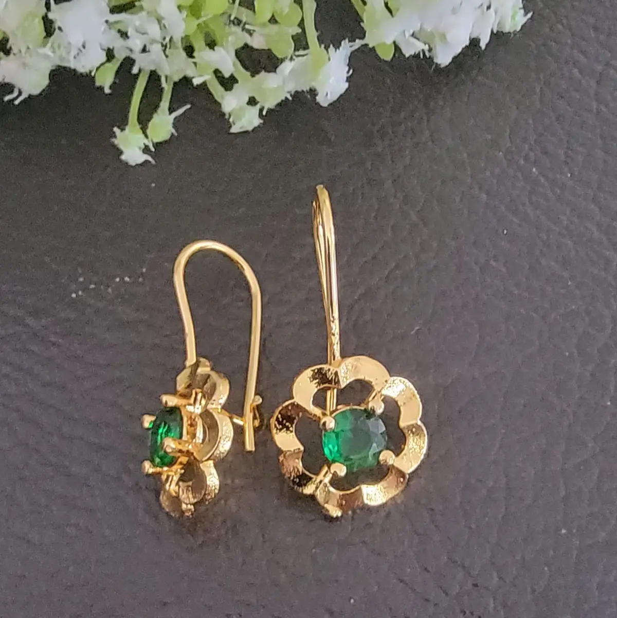 green hook earrings