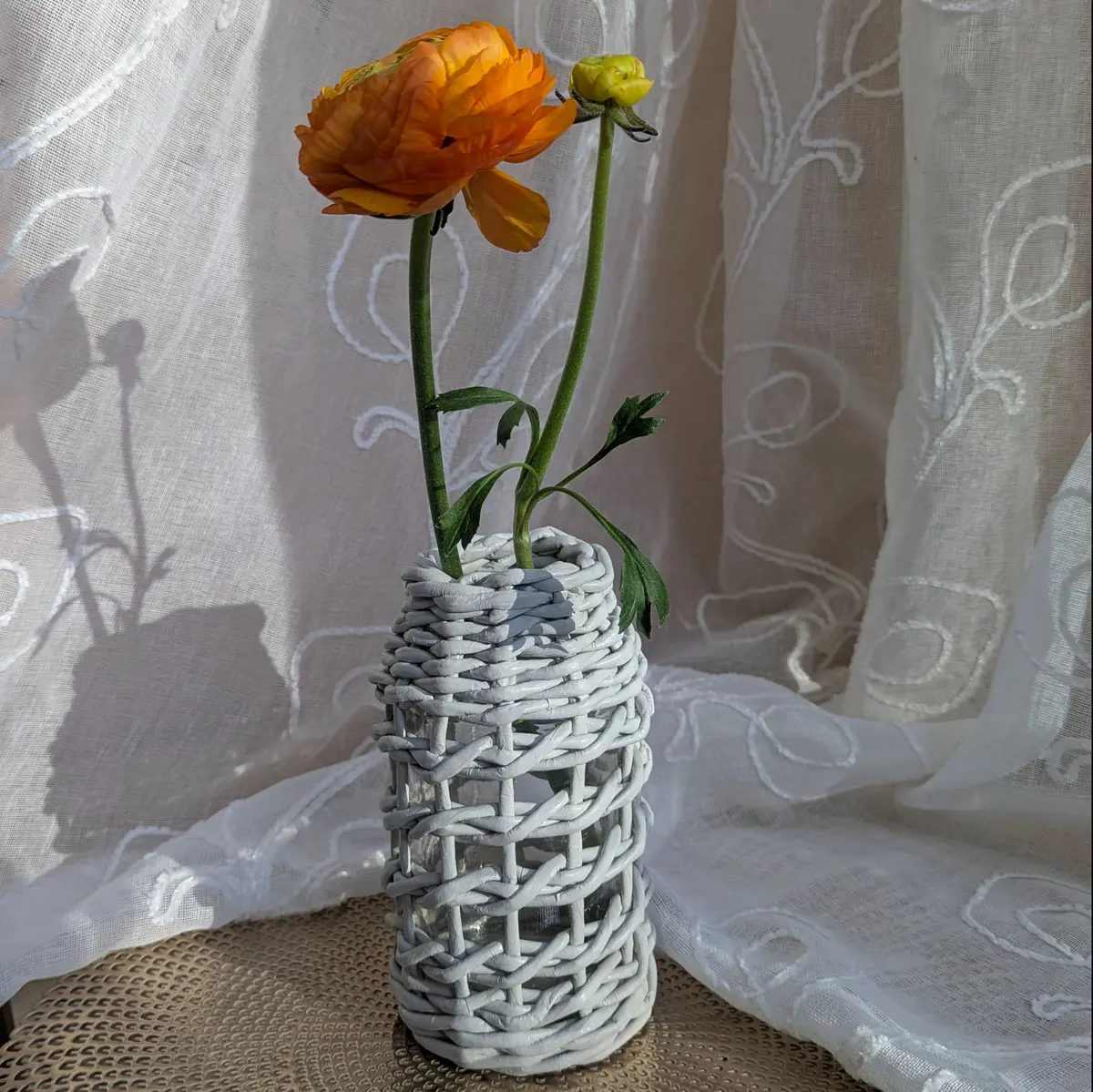 Woven handmade recycled vase