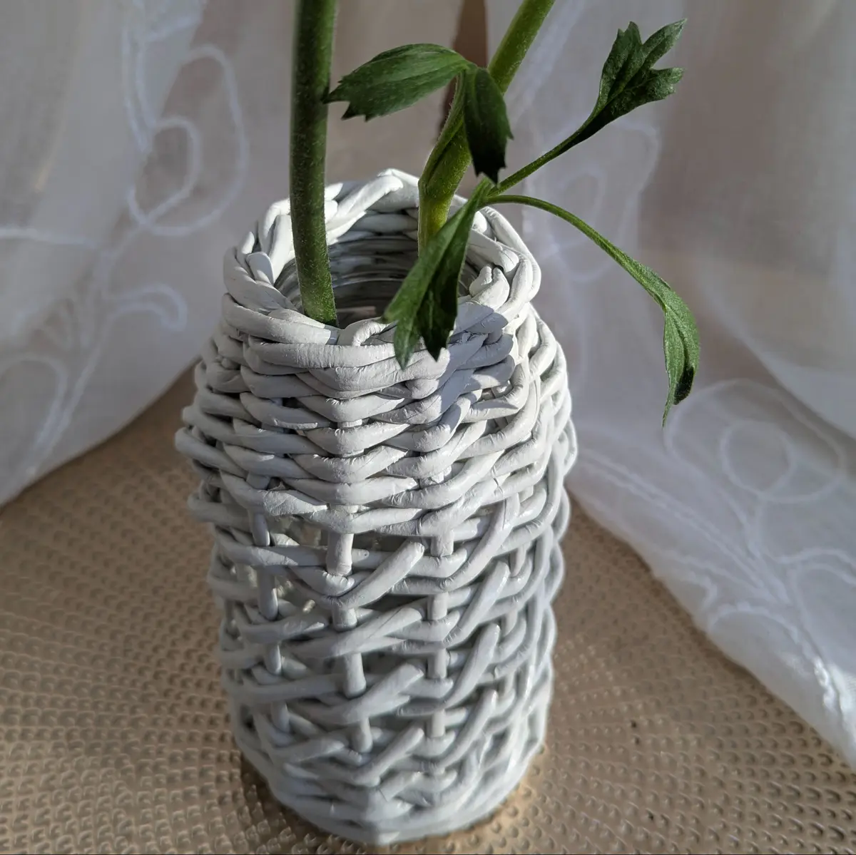 Woven handmade recycled vase
