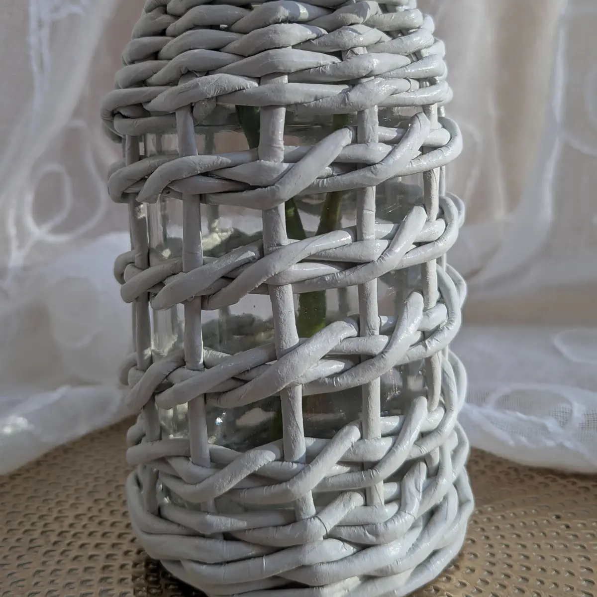 Woven handmade recycled vase