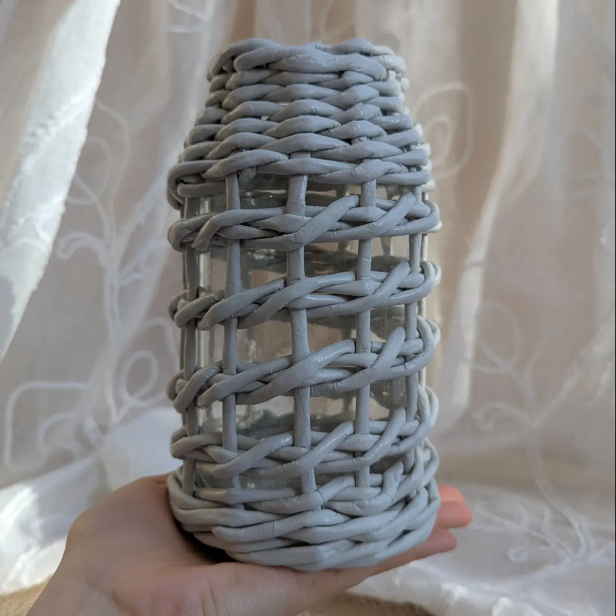 Woven handmade recycled vase