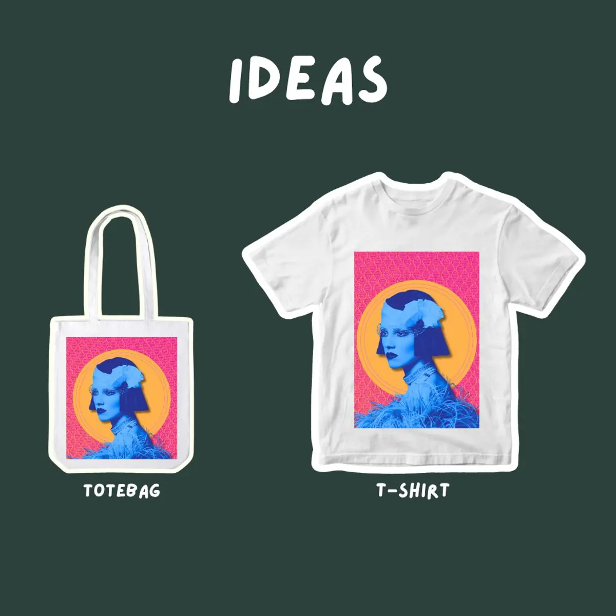 Digital art on T-shirts and tote bags