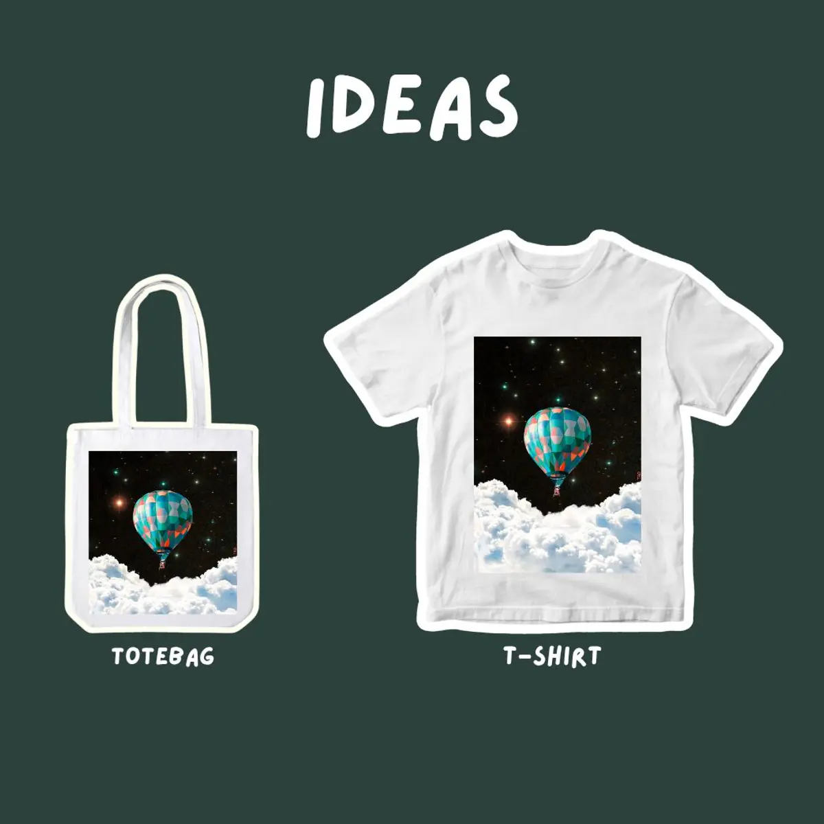 Digital art on T-shirts and tote bags