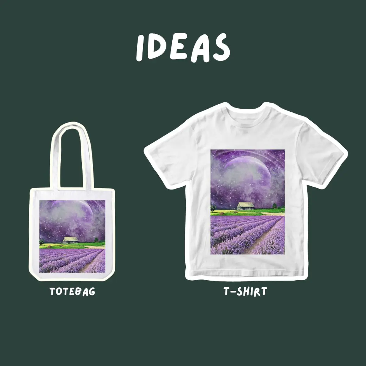 Digital art on T-shirts and tote bags