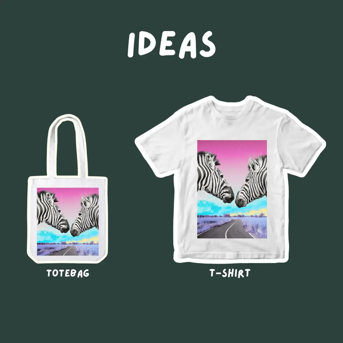 Digital art on T-shirts and tote bags