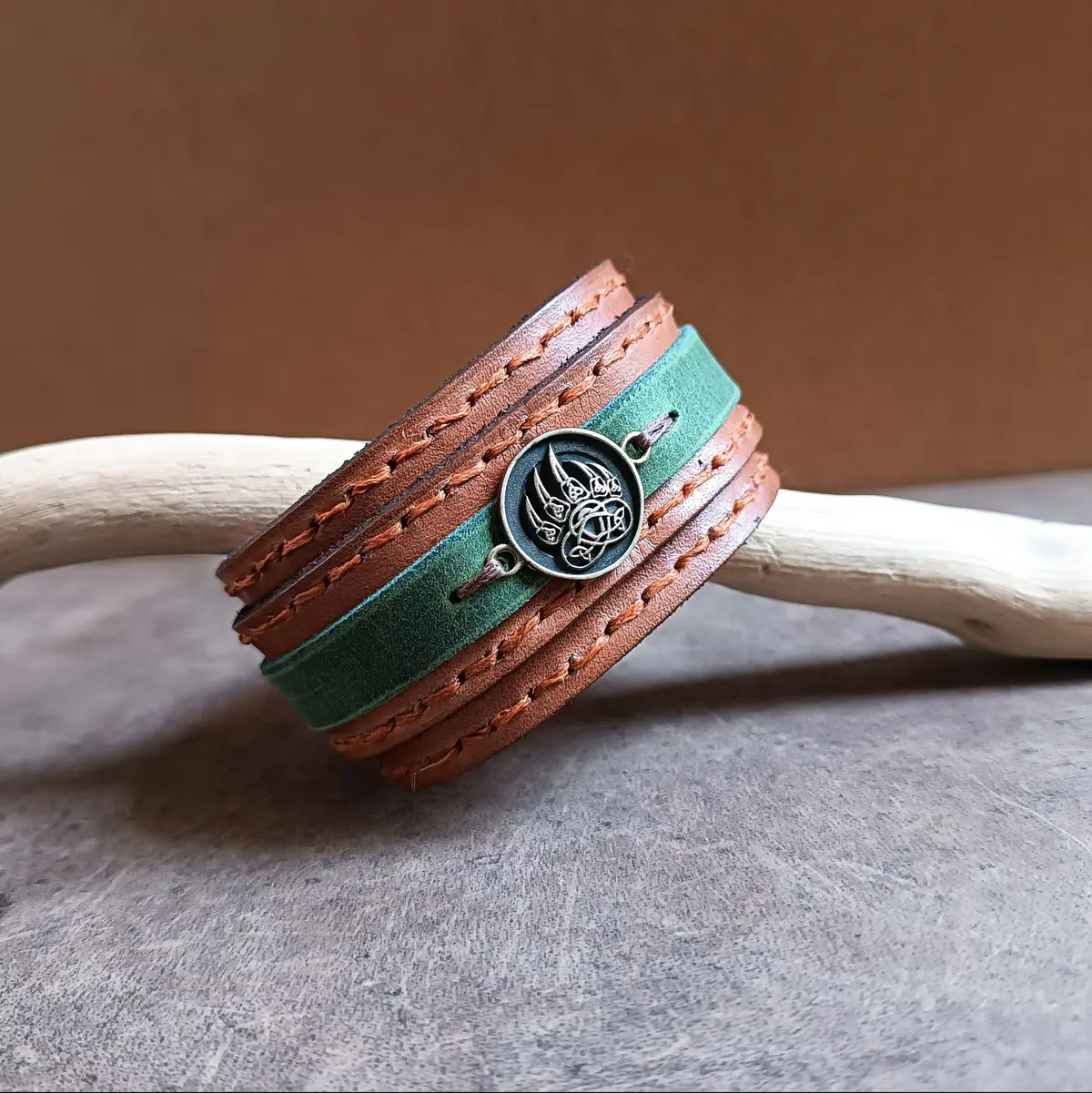 Celtic Knot Norse Bear Claw Bracelet, Hunter's Bracelet, Viking Warrior