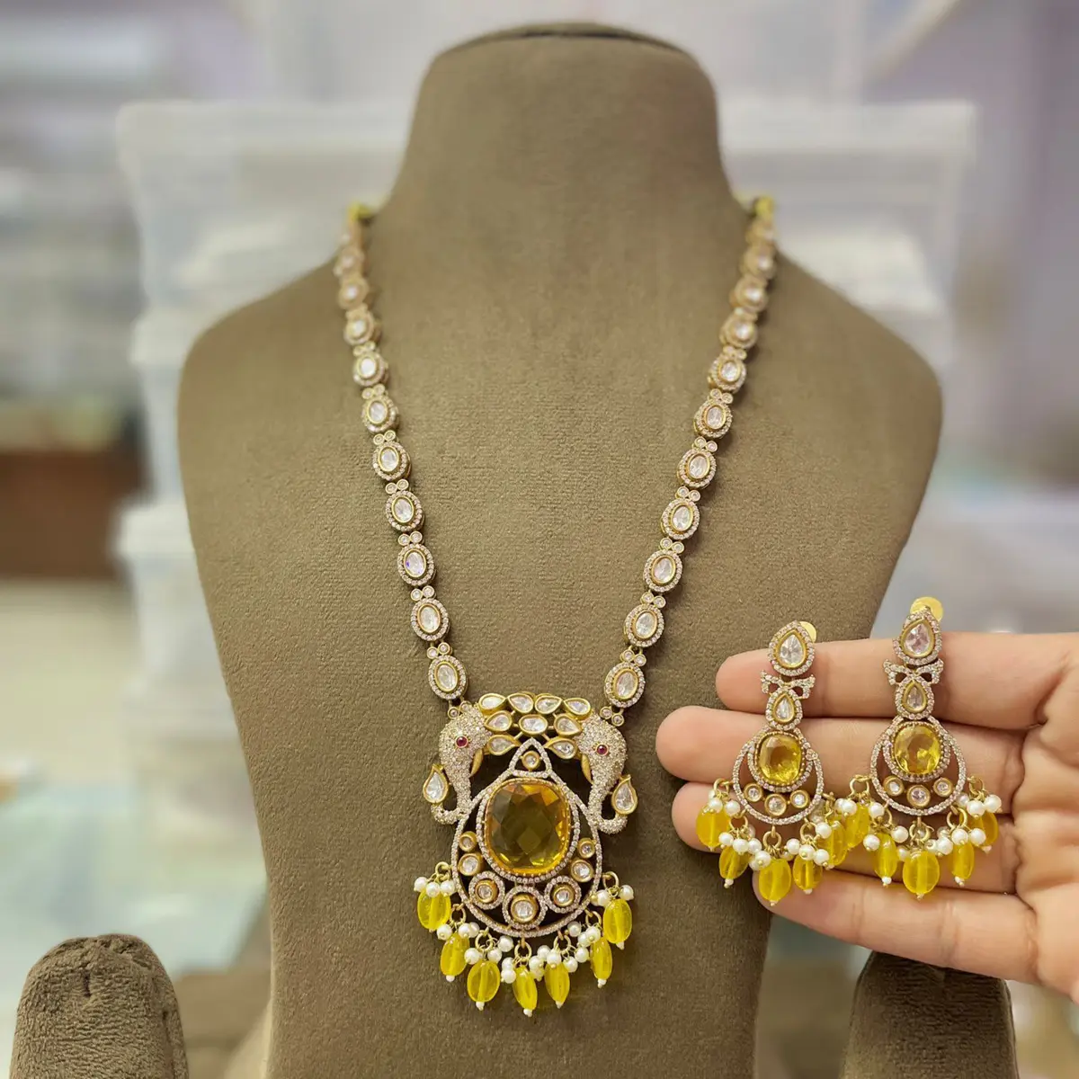 yellow Ganesha Necklace set