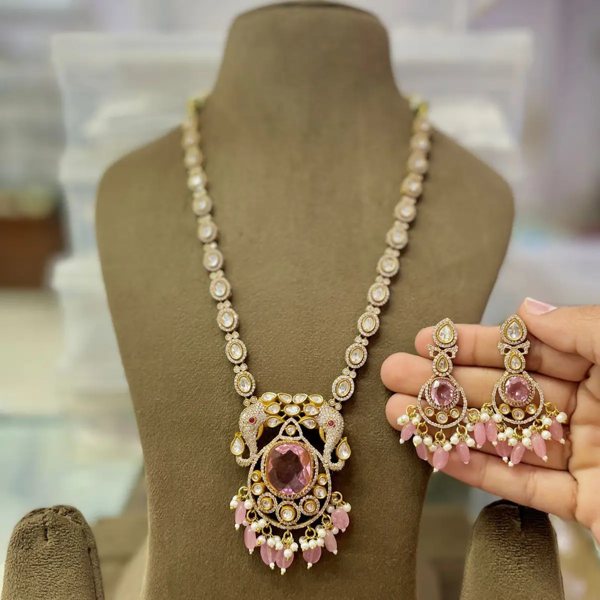 Pink Ganesha Necklace Set