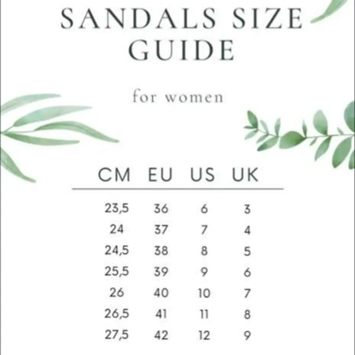 Size charts 
