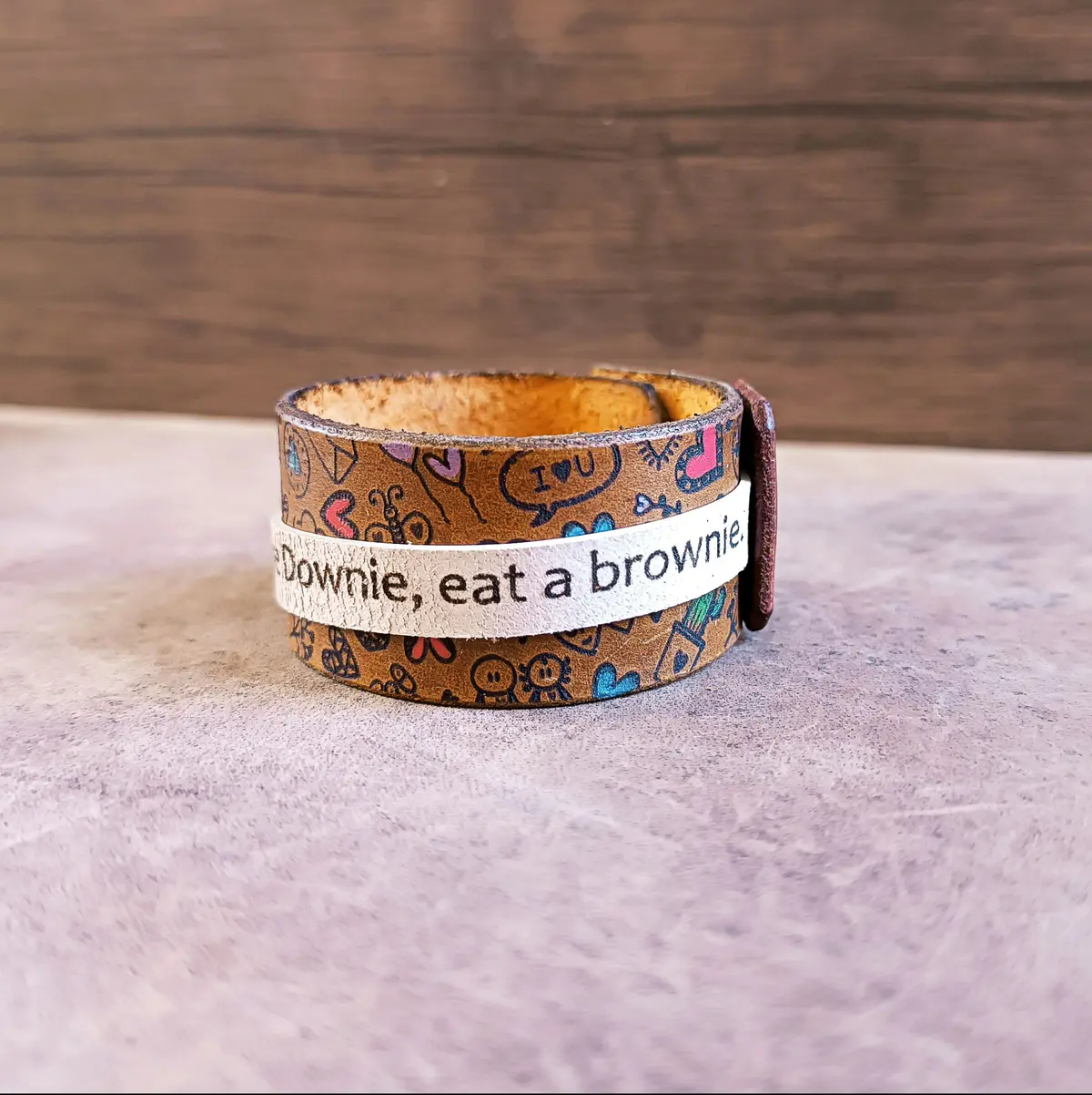 Quirky Hand Painted Doodle Leather Cuff
