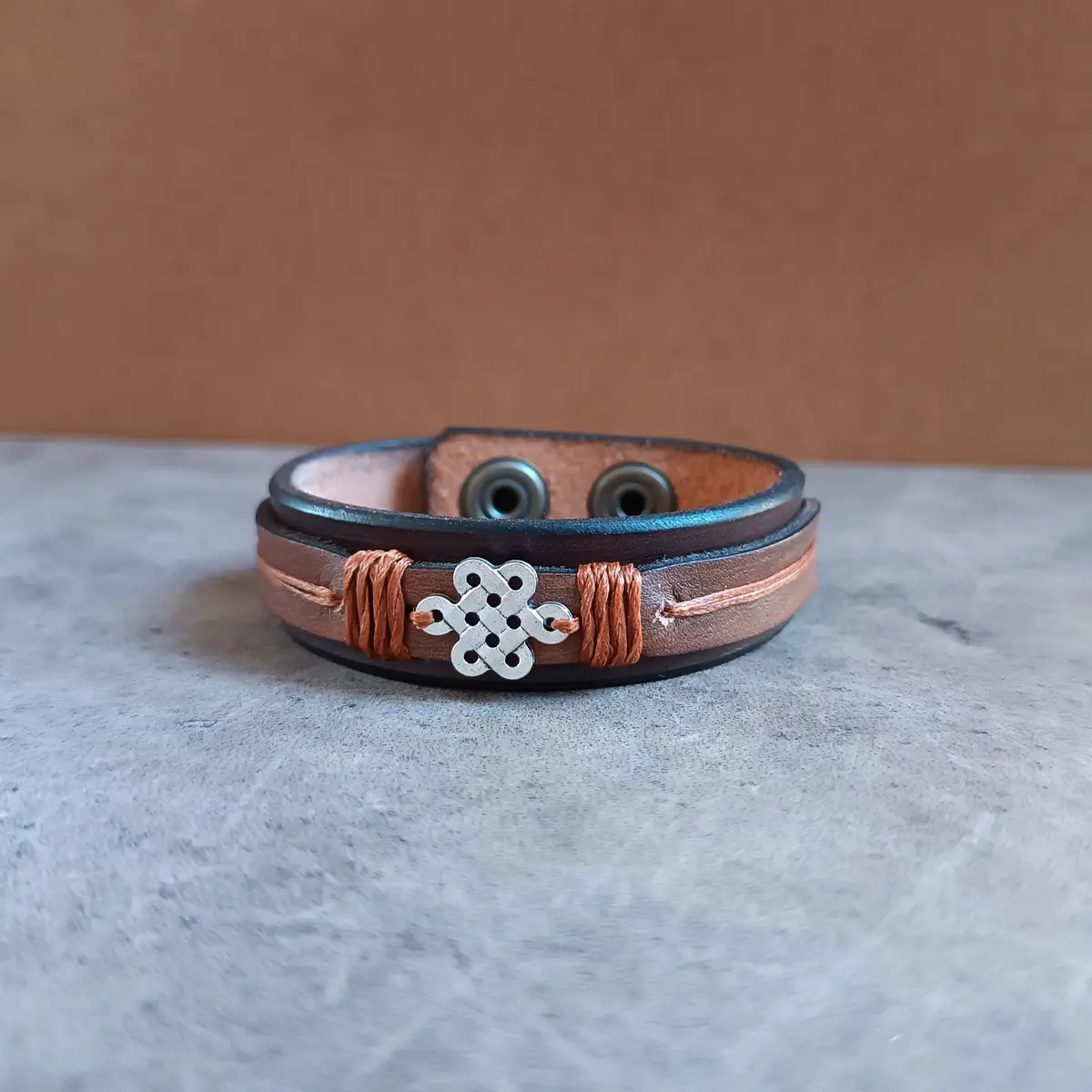 Celtic Shield Knot Leather Bracelet for Men, Brotherhood Symbol