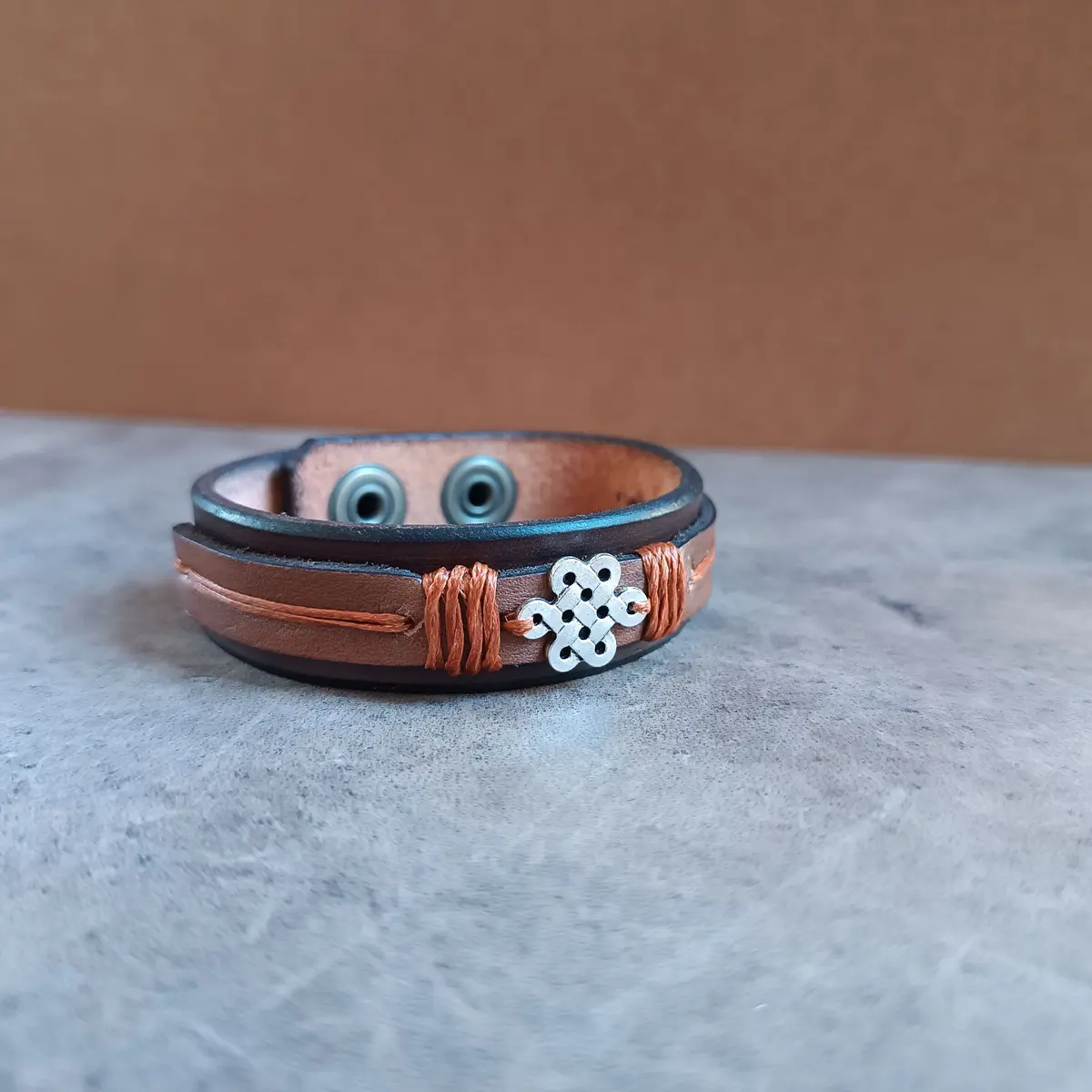 Celtic Shield Knot Leather Bracelet for Men, Brotherhood Symbol