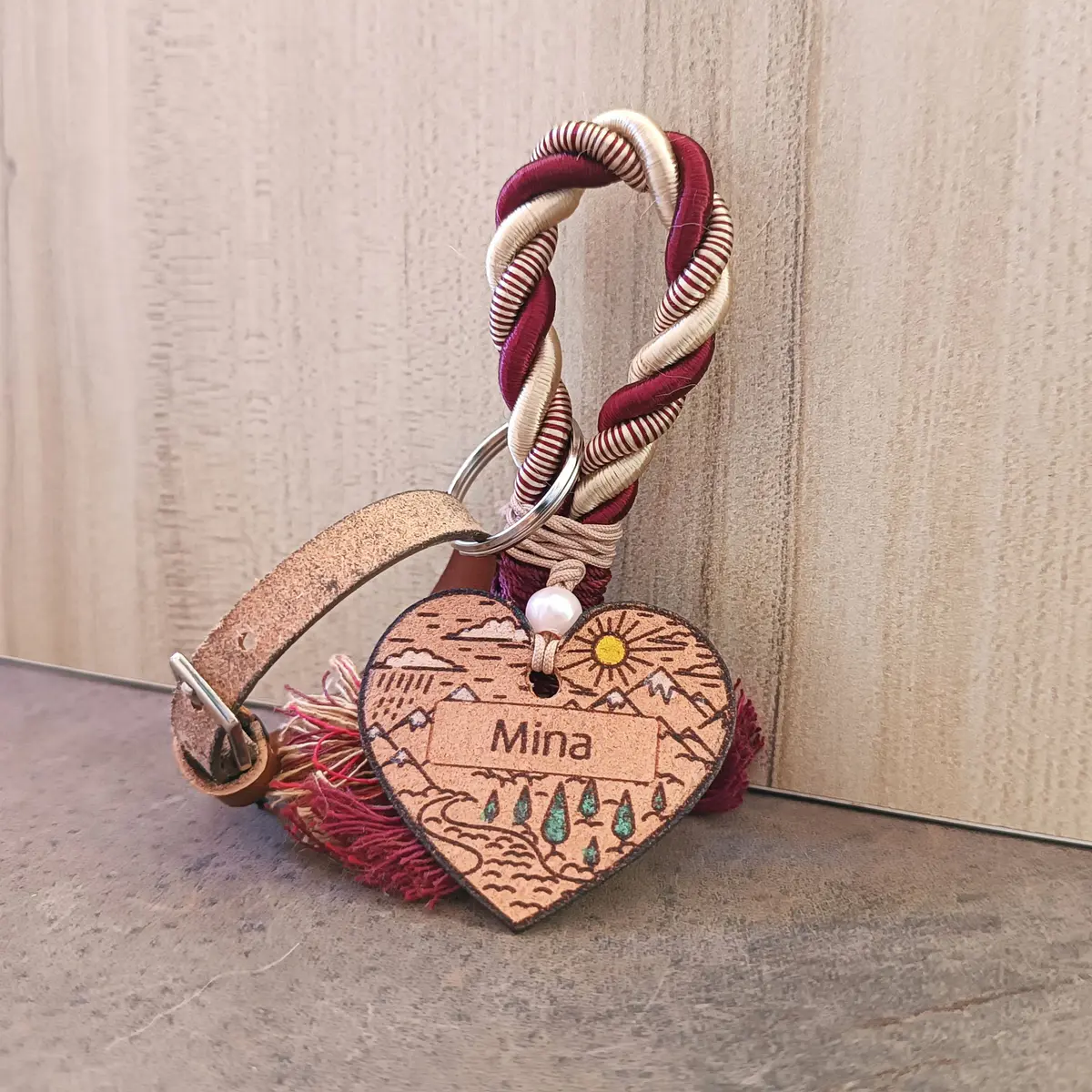 Personalized Luggage Tag with Twisted Rope Loop and Buckle Bangle