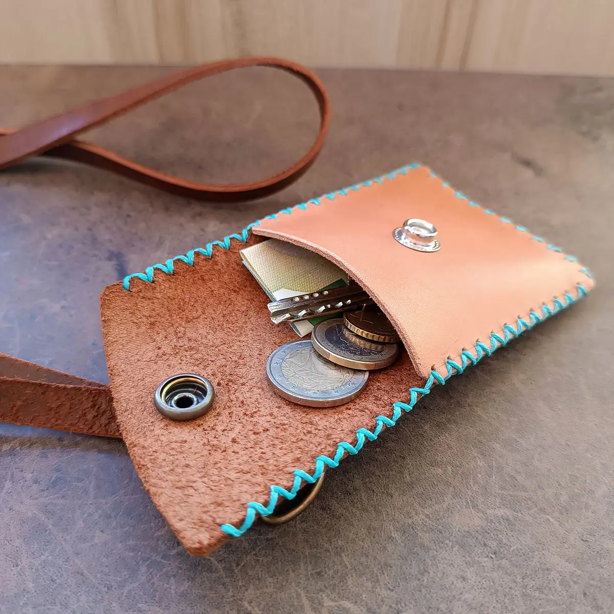 Boho Neck Wallet Keychain with Removable Matching Lanyard