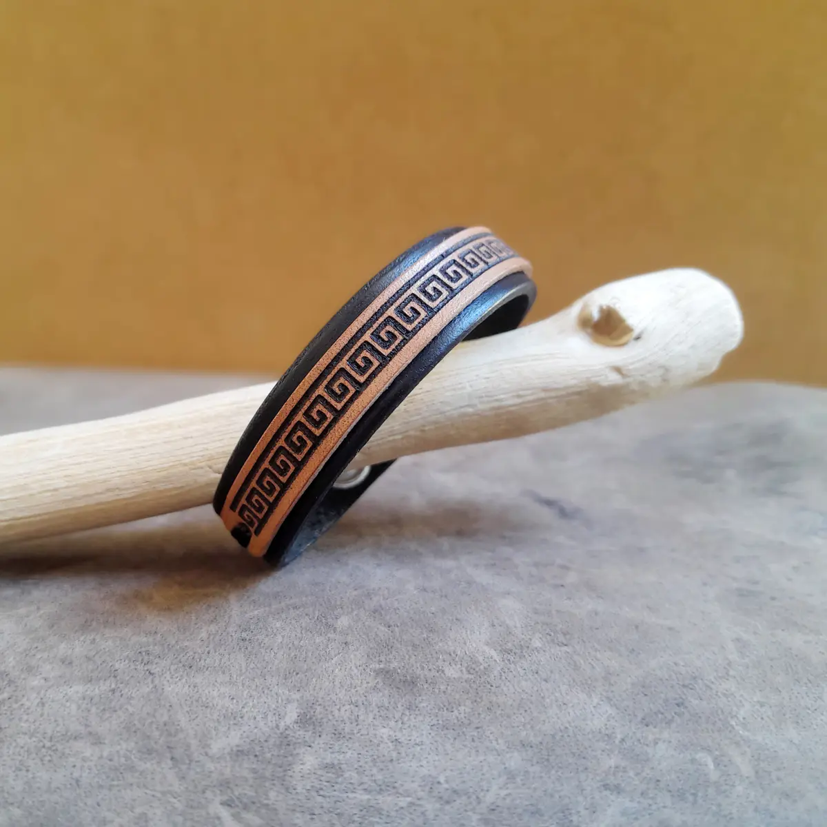 Meander Men's Leather Bracelet