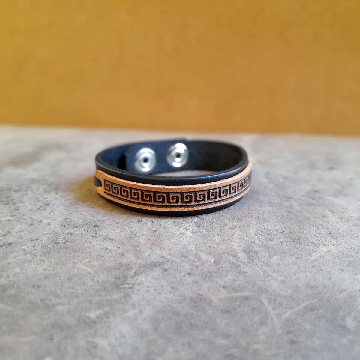 Meander Men's Leather Bracelet