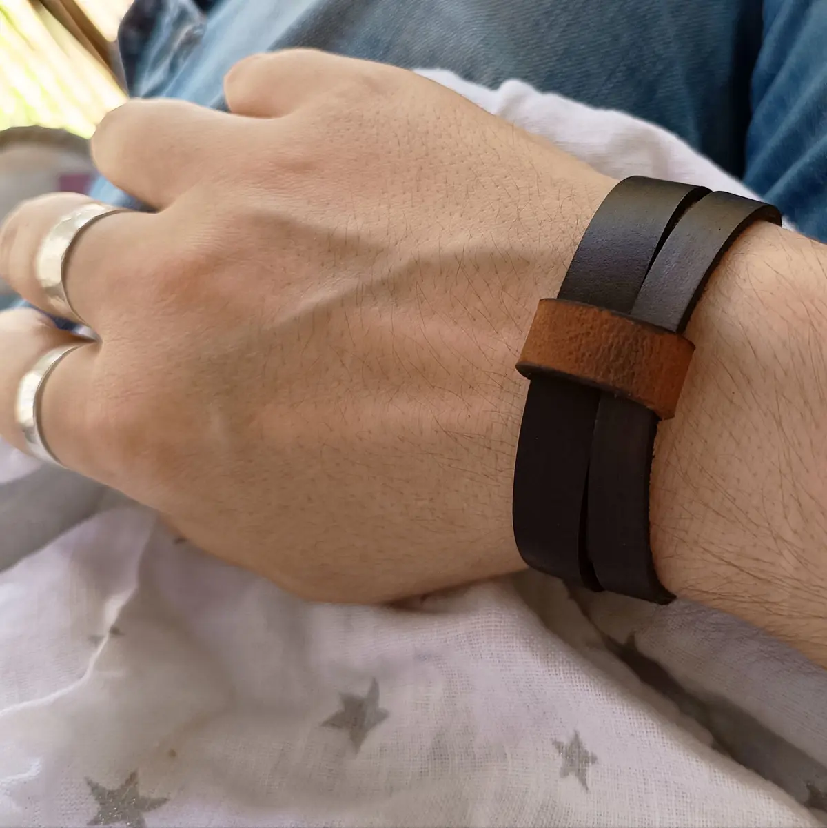 Unisex Dark Brown Choker Collar Style Leather Cuff