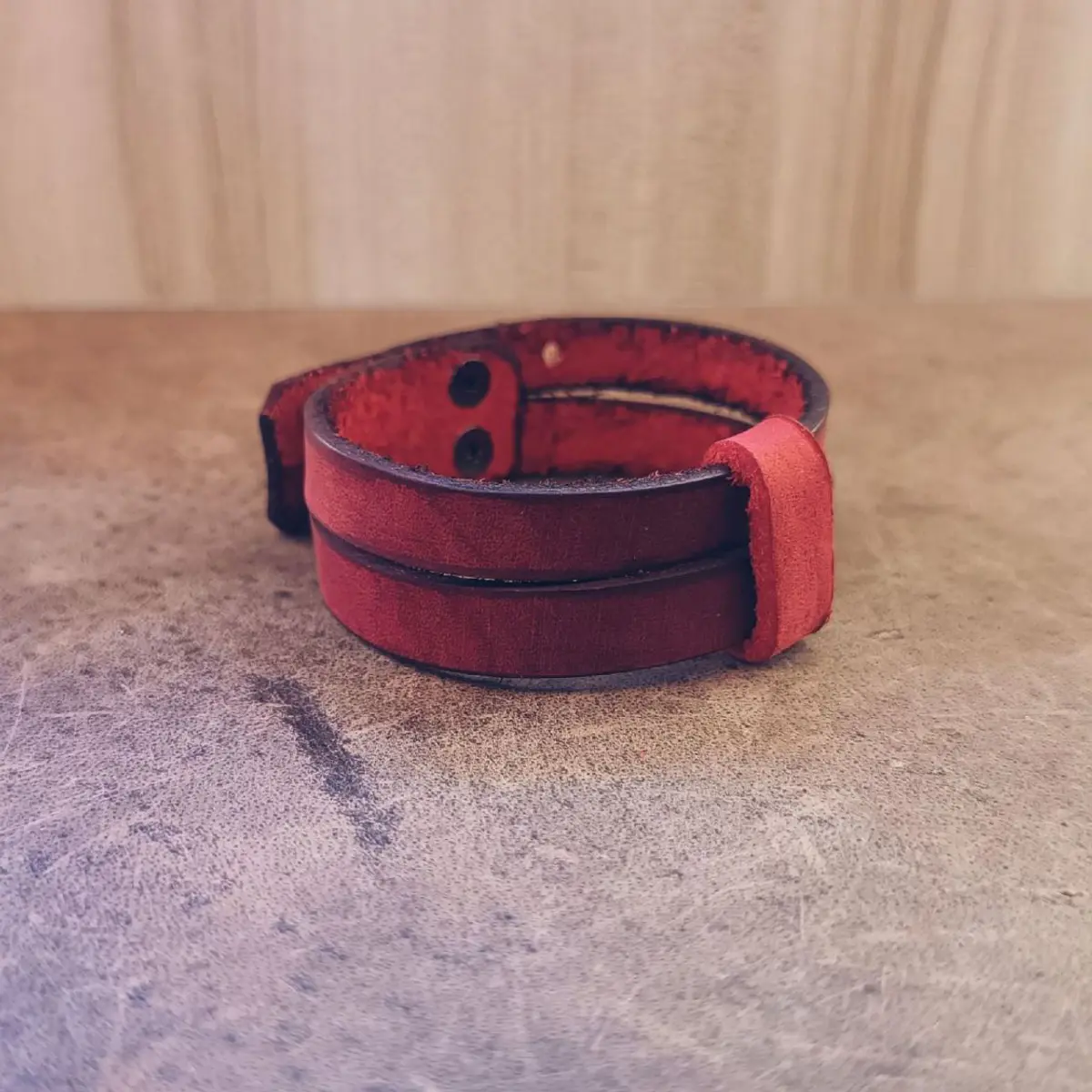 Unisex Red Choker Collar Style Leather Cuff