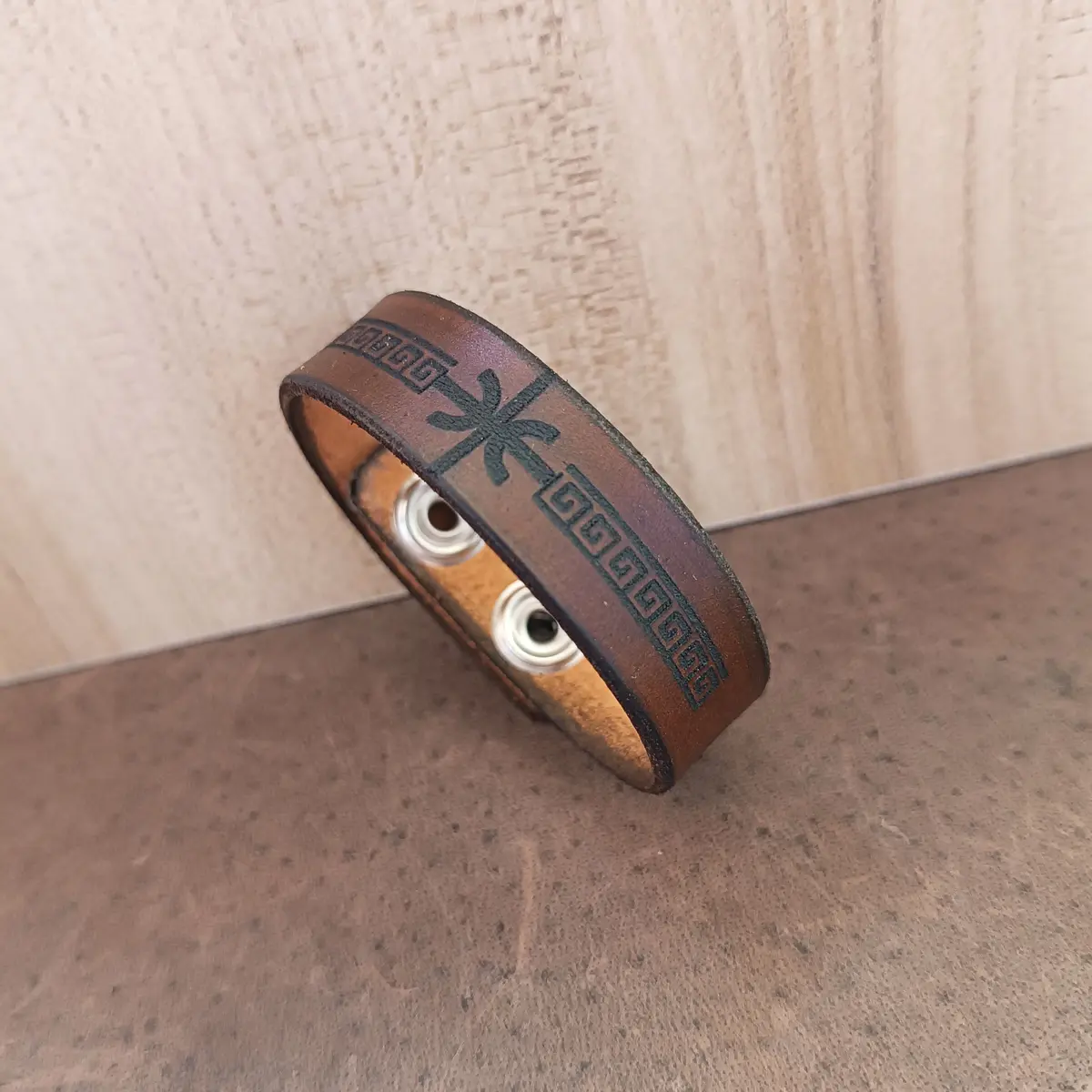 Apollo Delphic Double Epsilon Leather Bracelet