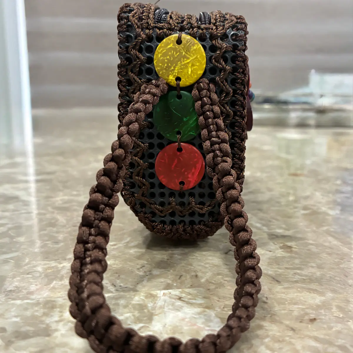 Handbag with beads, handmade, wood, for women, all occasion 20cm width and 10cm length