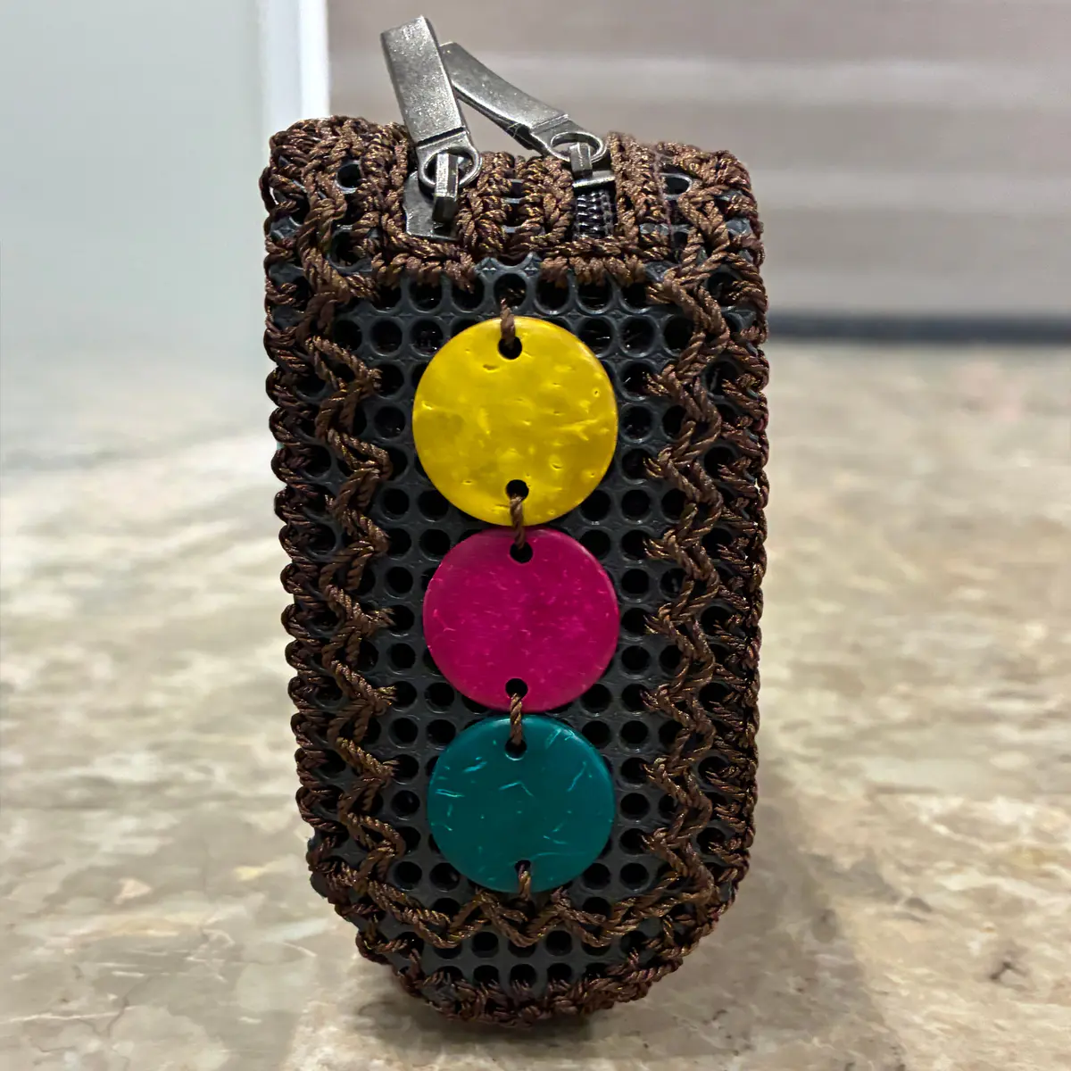 Handbag with beads, handmade, wood, for women, all occasion 20cm width and 10cm length