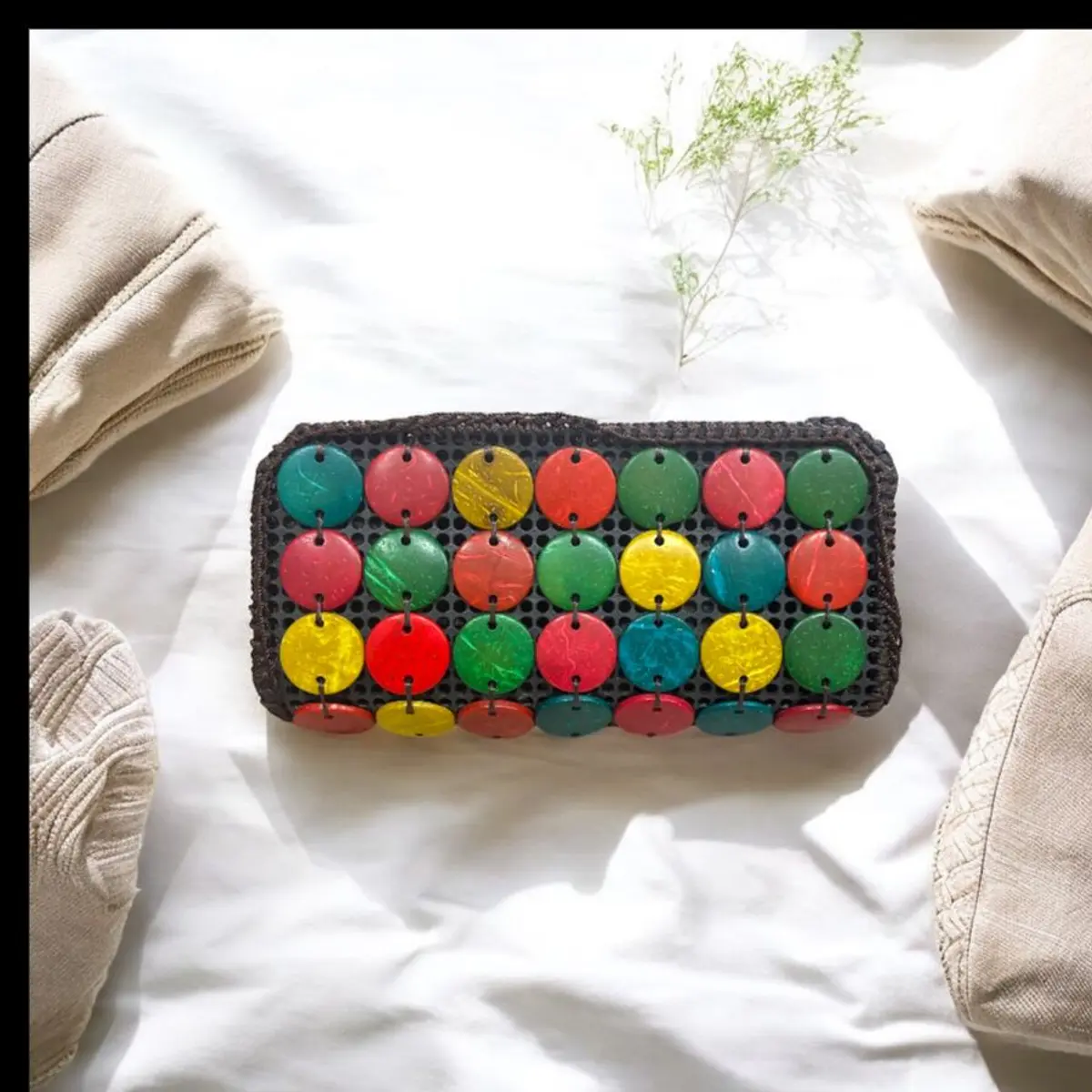 Handmade Wooden Beaded Handbag for Women - All Occasions (16cm x 8cm)