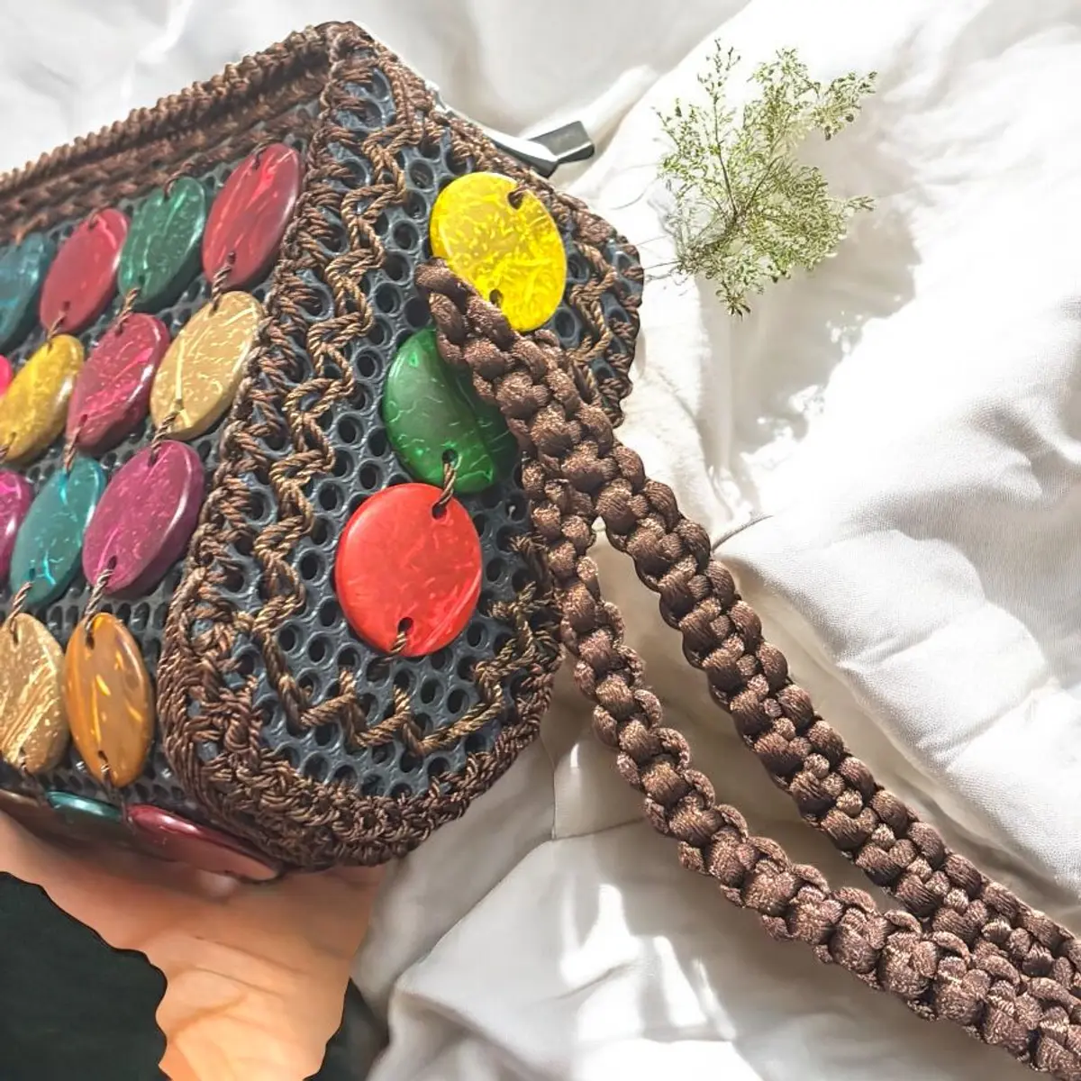 Handmade Wooden Beaded Handbag for Women - All Occasions (16cm x 8cm)