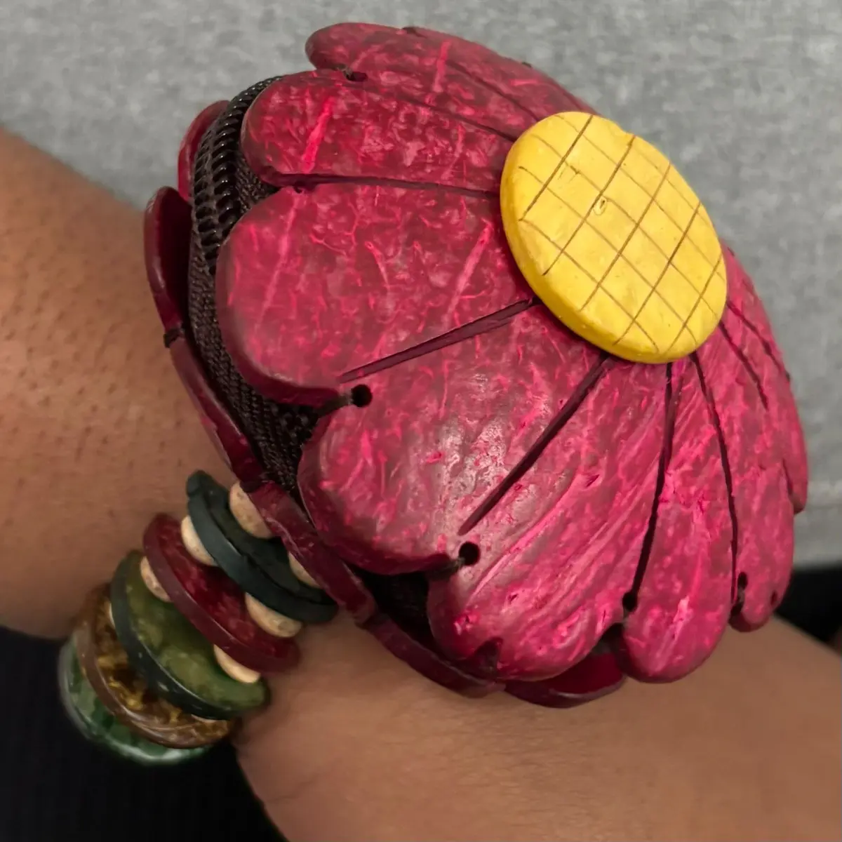 A red wooden coin purse for women