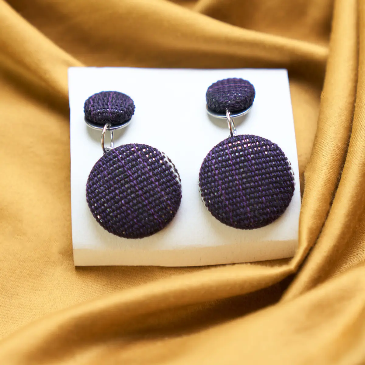 A Double-layered Handmade Aso Oke Earrings for Women - Purple