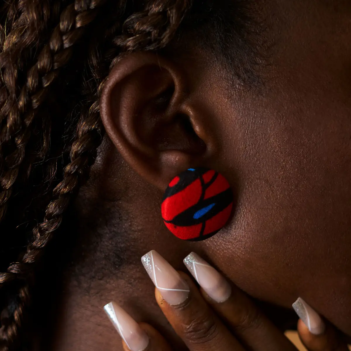 Handmade Ankara Earrings for Women-red and black 