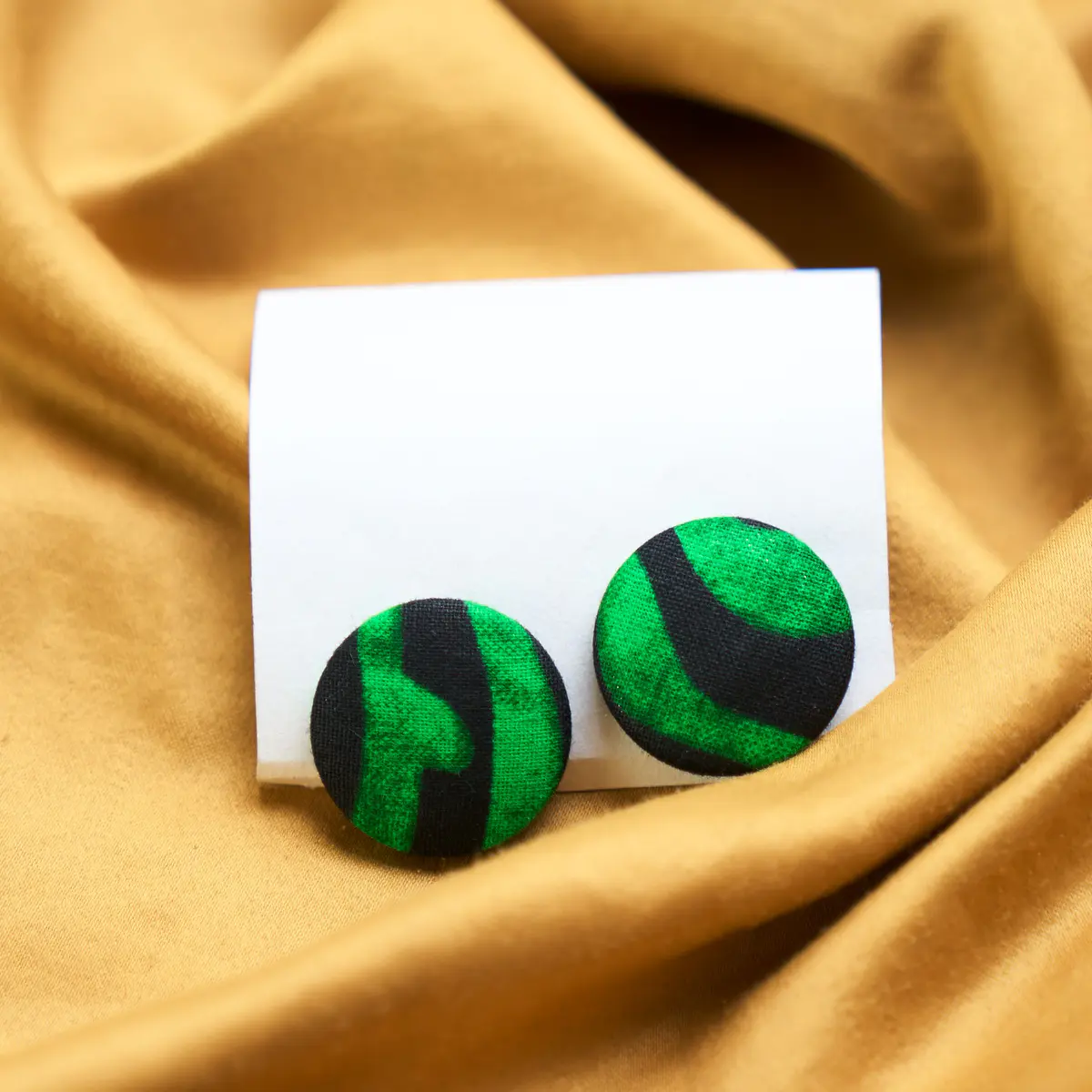 Handmade Ankara Earrings for Women -green and black
