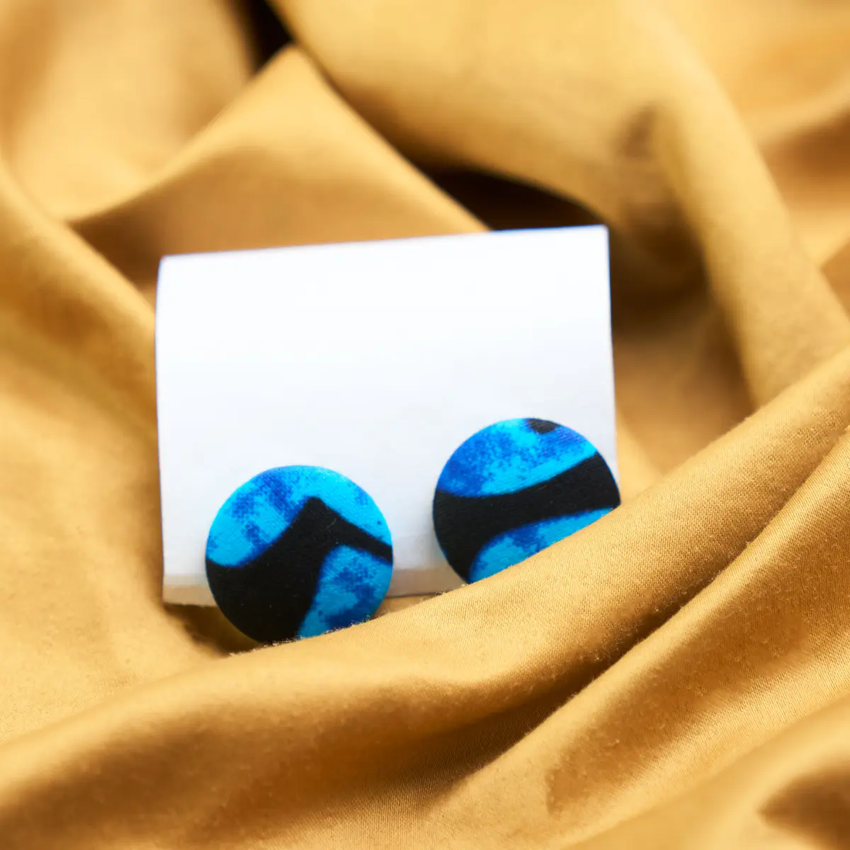 Handmade Ankara Earrings for Women -blue and black