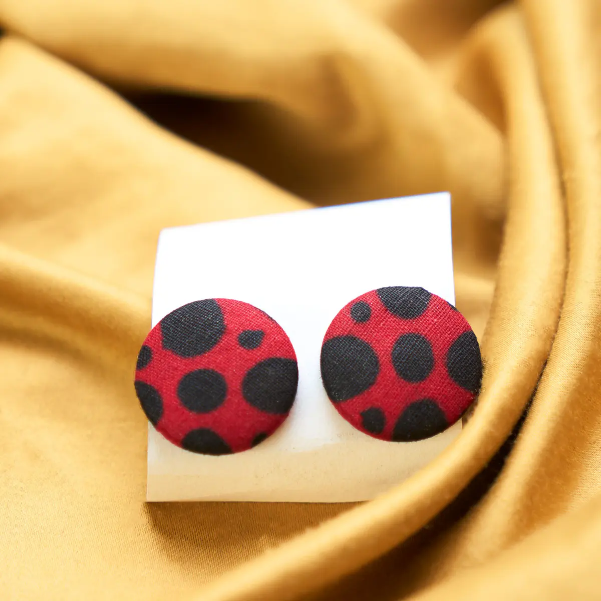 Handmade Ankara Earrings -red and black polka dots