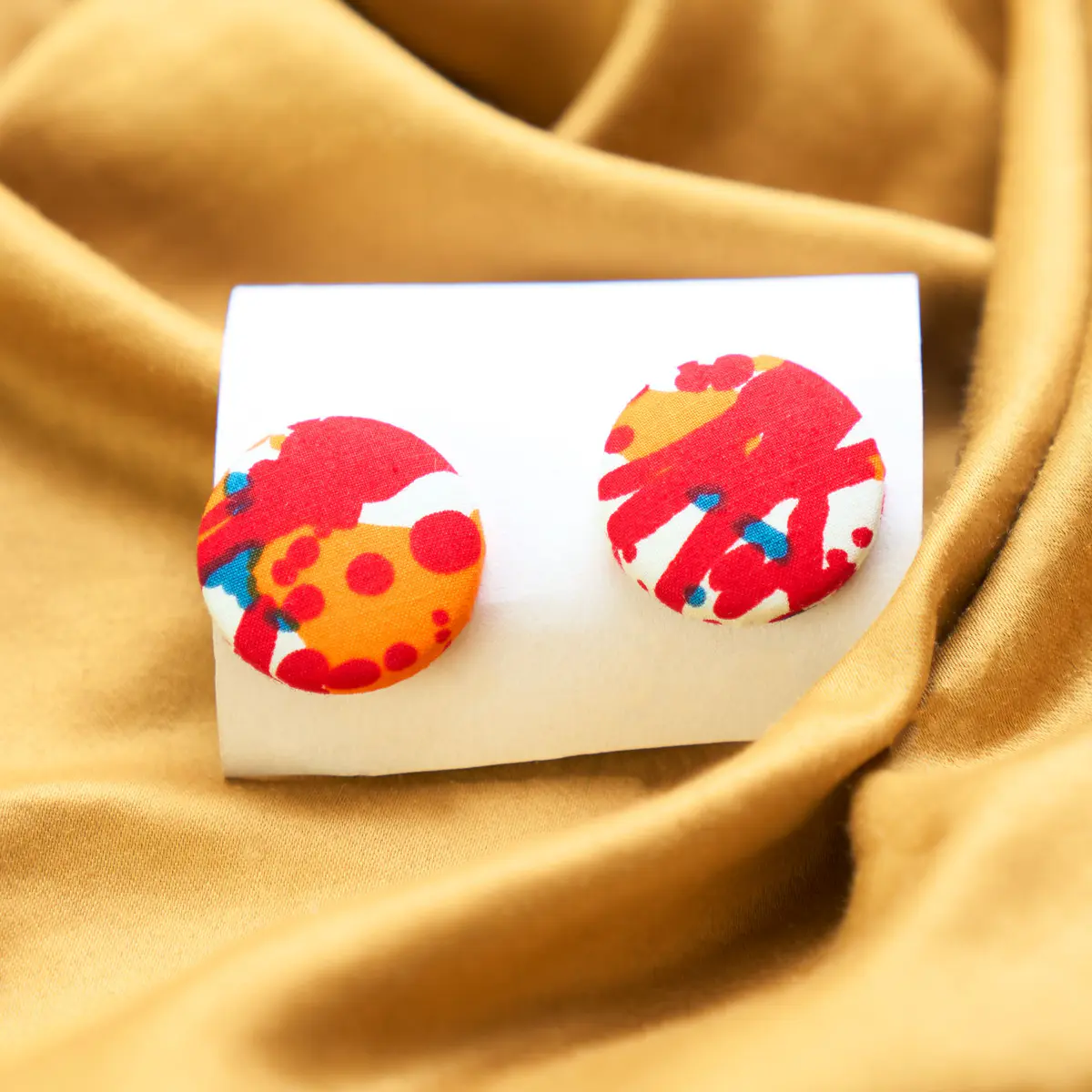 Handmade Ankara Earrings for Women | All Occasions | Eco-Friendly- orange and red