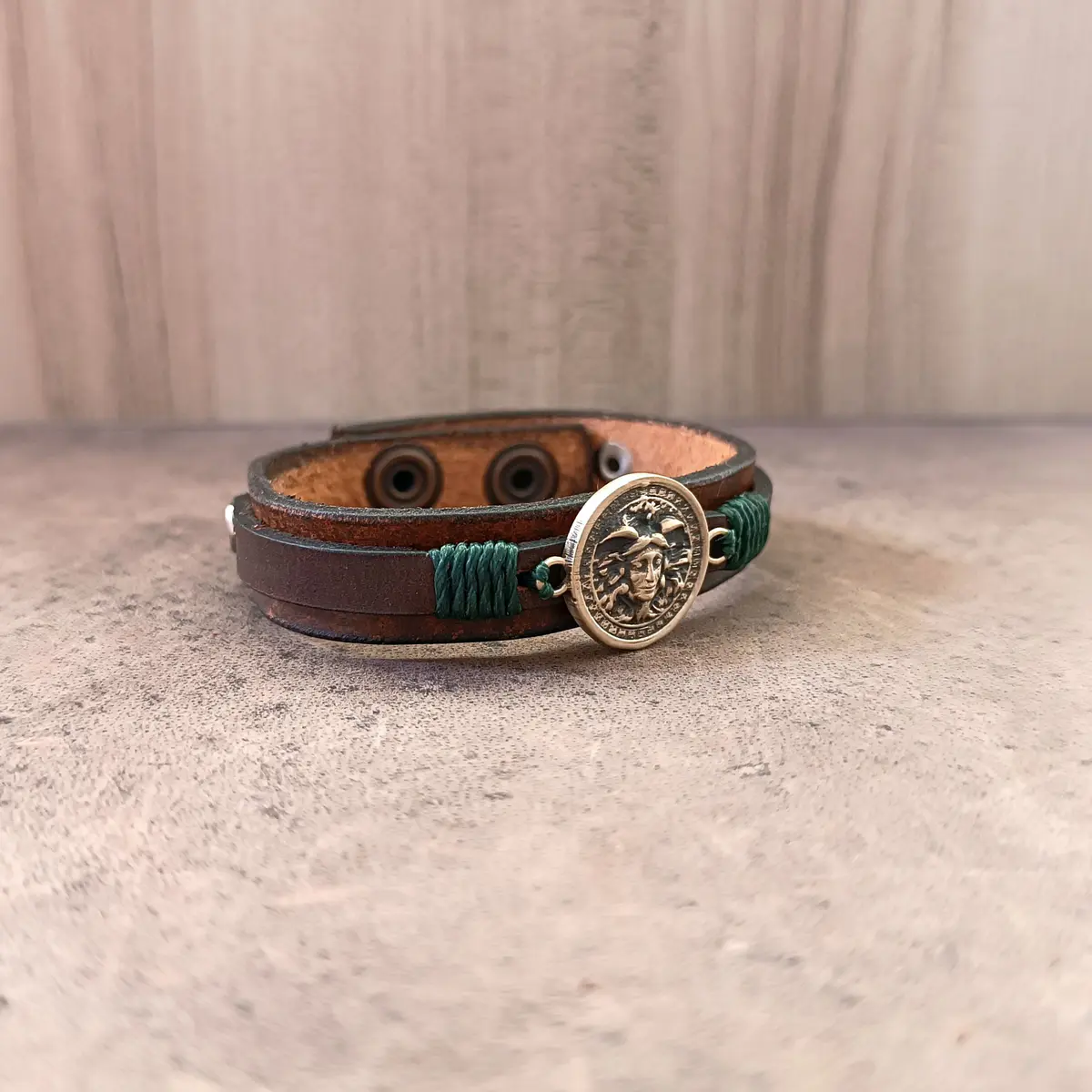 Greek Medusa Leather Bracelet