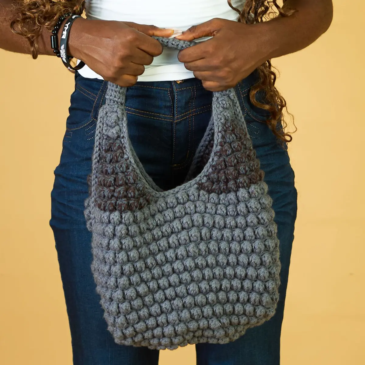 Gray Crocheted Handmade Bag for Women
