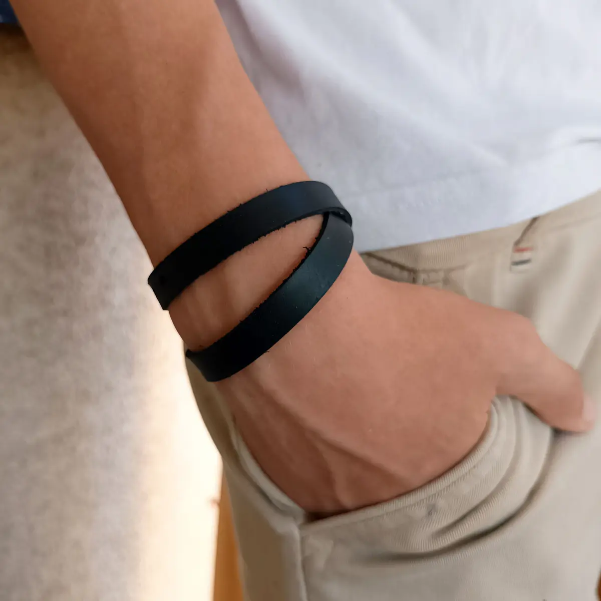 Black Leather Choker Necklace or Double Wrap Bracelet to add your Own Charms