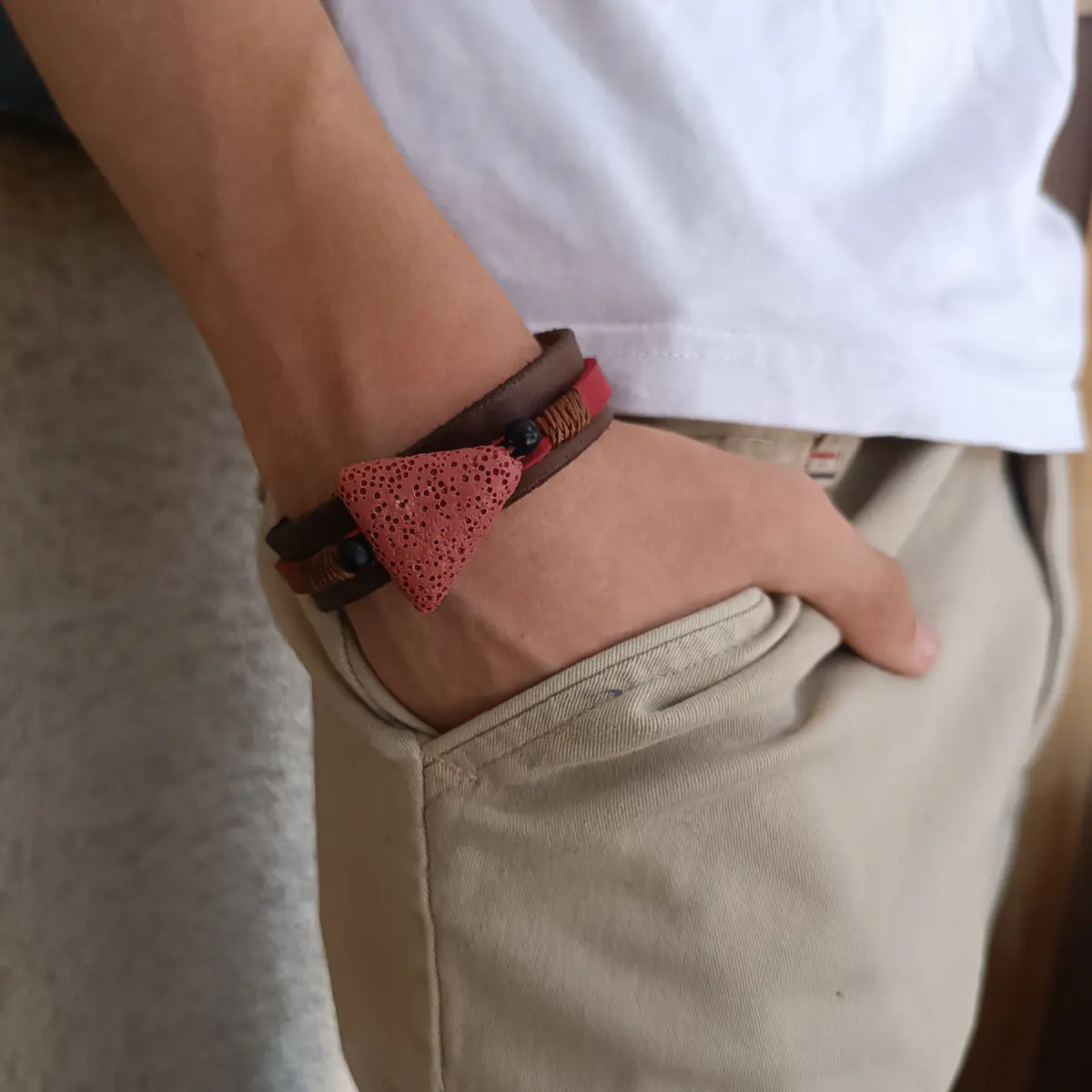 Aromatherapy Bracelet, Volcanic Lava Fragrance Wristbands - Red