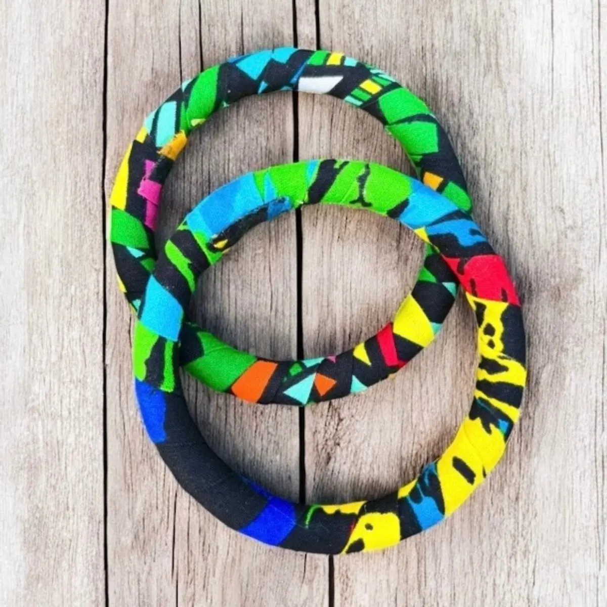 A set of lightweight handmade multi-coloured bangles for women