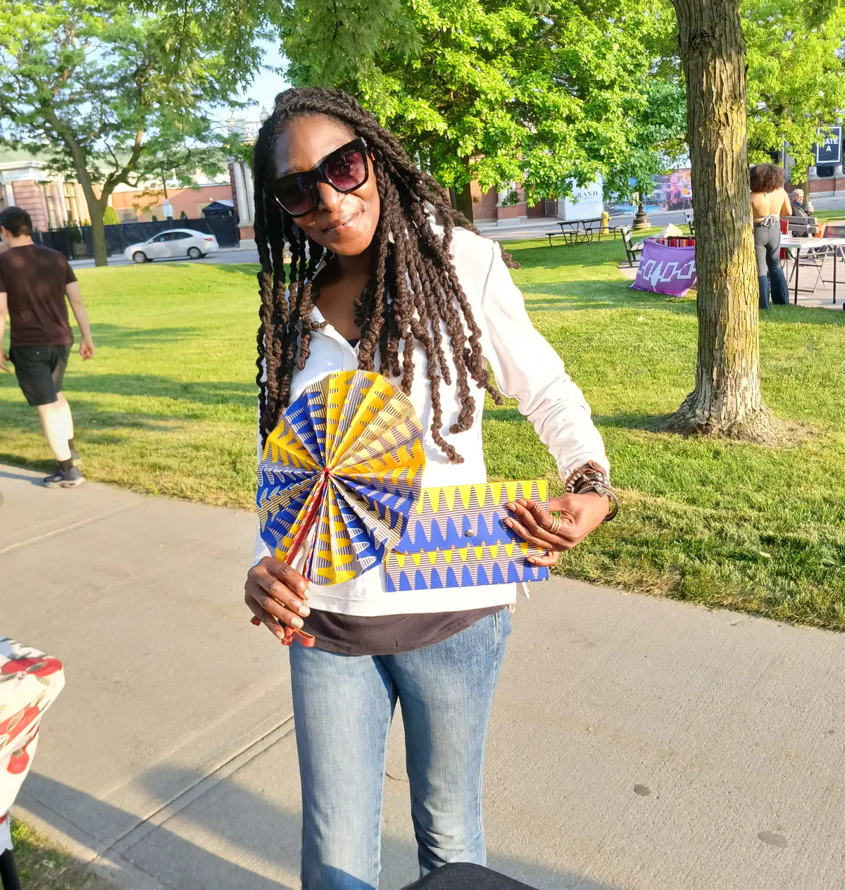 Handbag and fan, ankara print, handmade, women