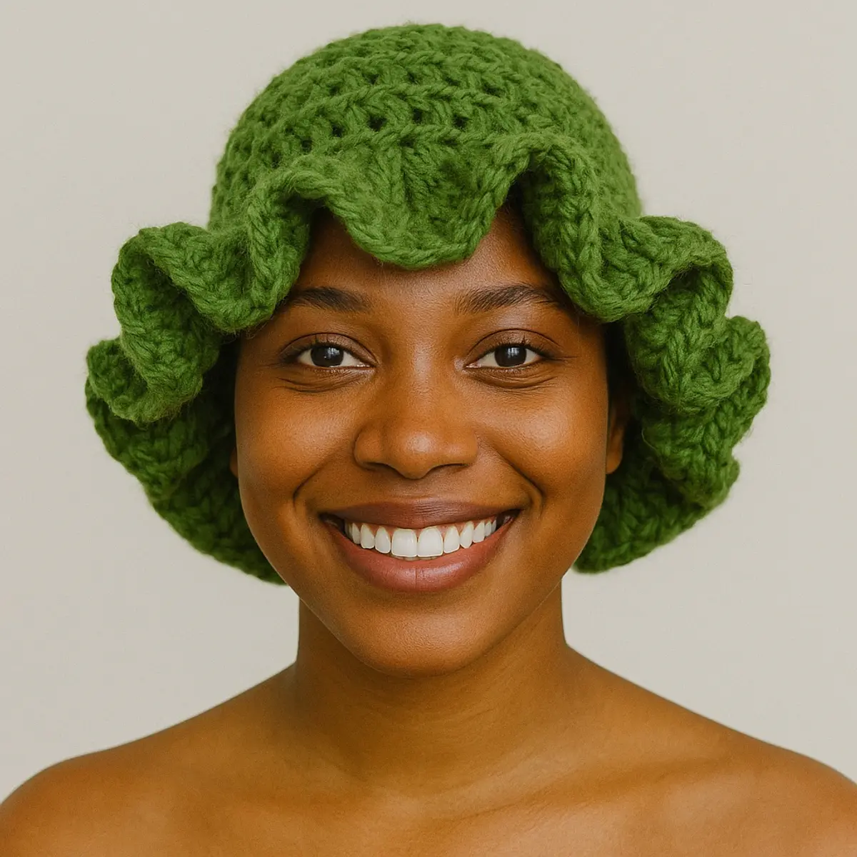 Green handmade crochet hat