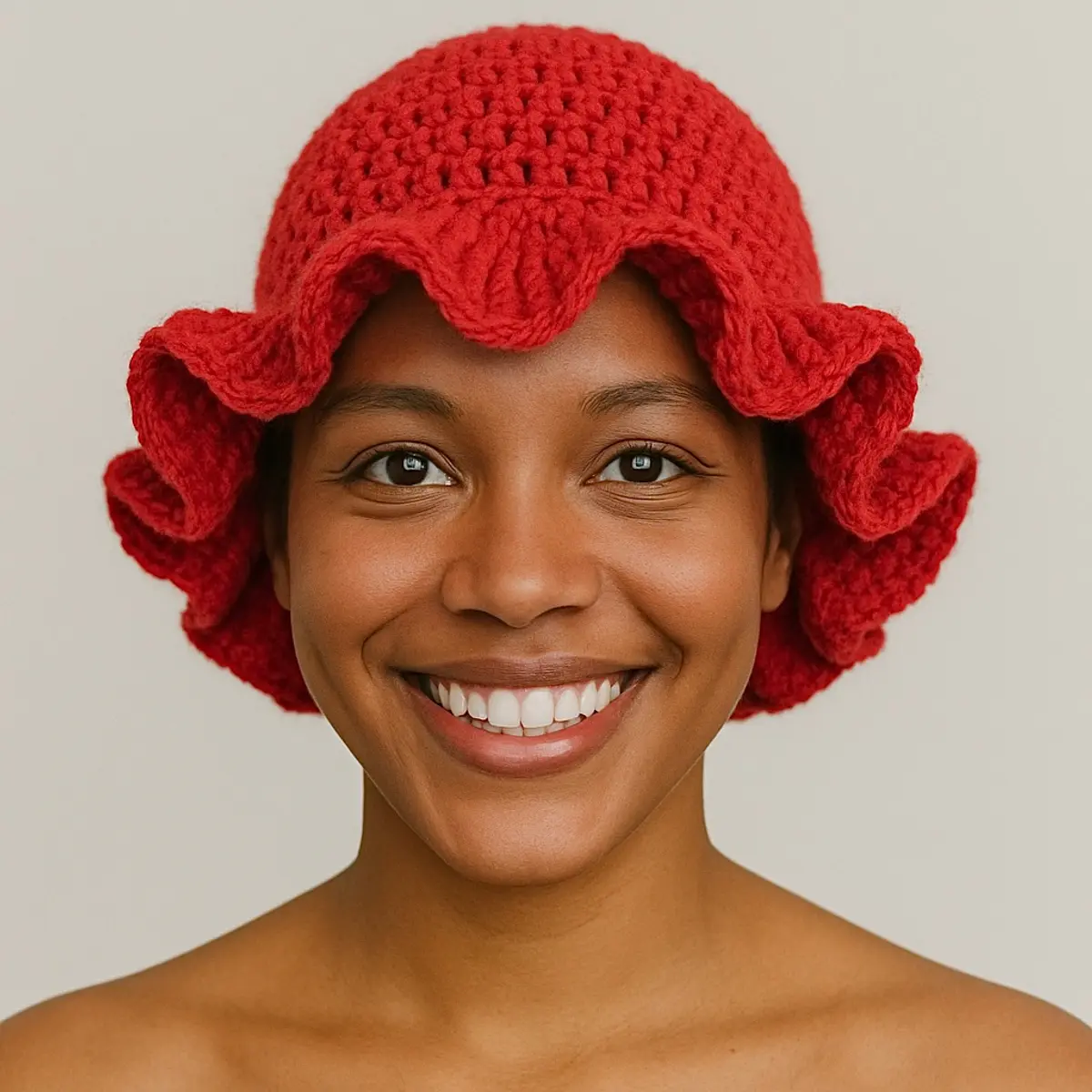Solid red handmade crochet hat