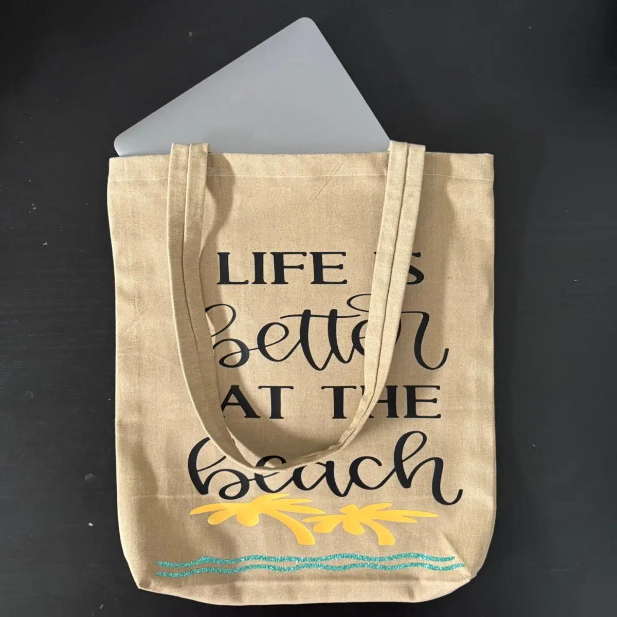 Showcasing items fitting in the tote bag