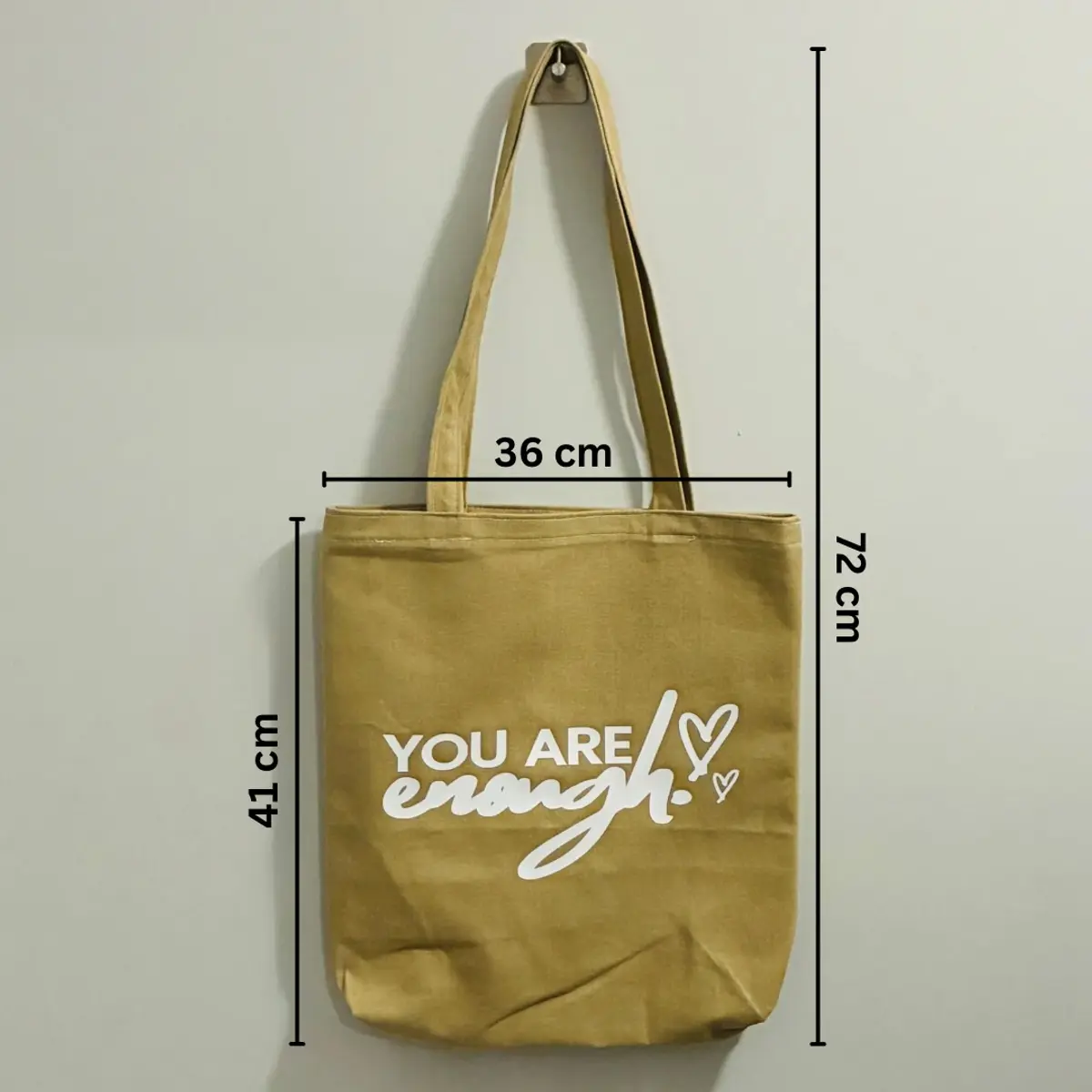 Measurements for the minimalist design of an affirmation tote bag