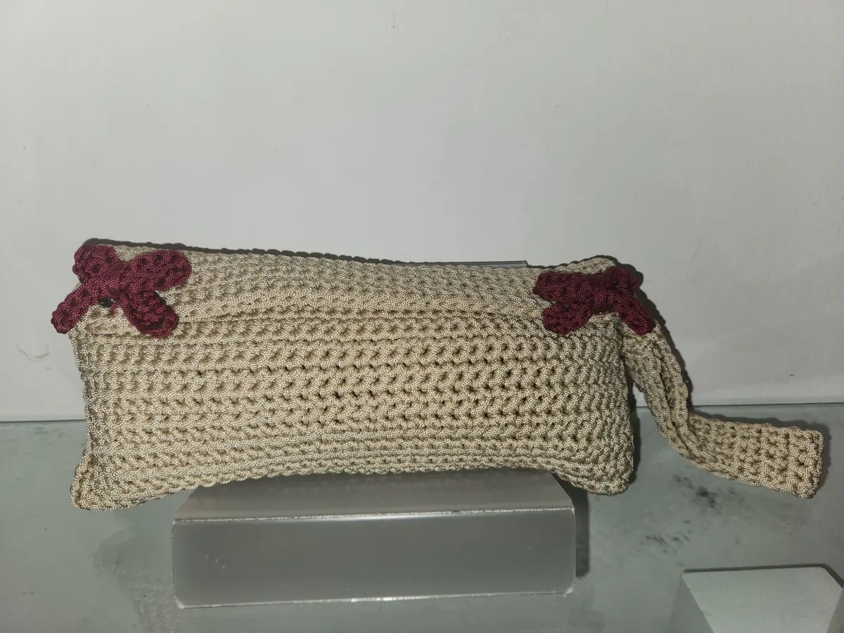 Cream handheld crotchet bag 